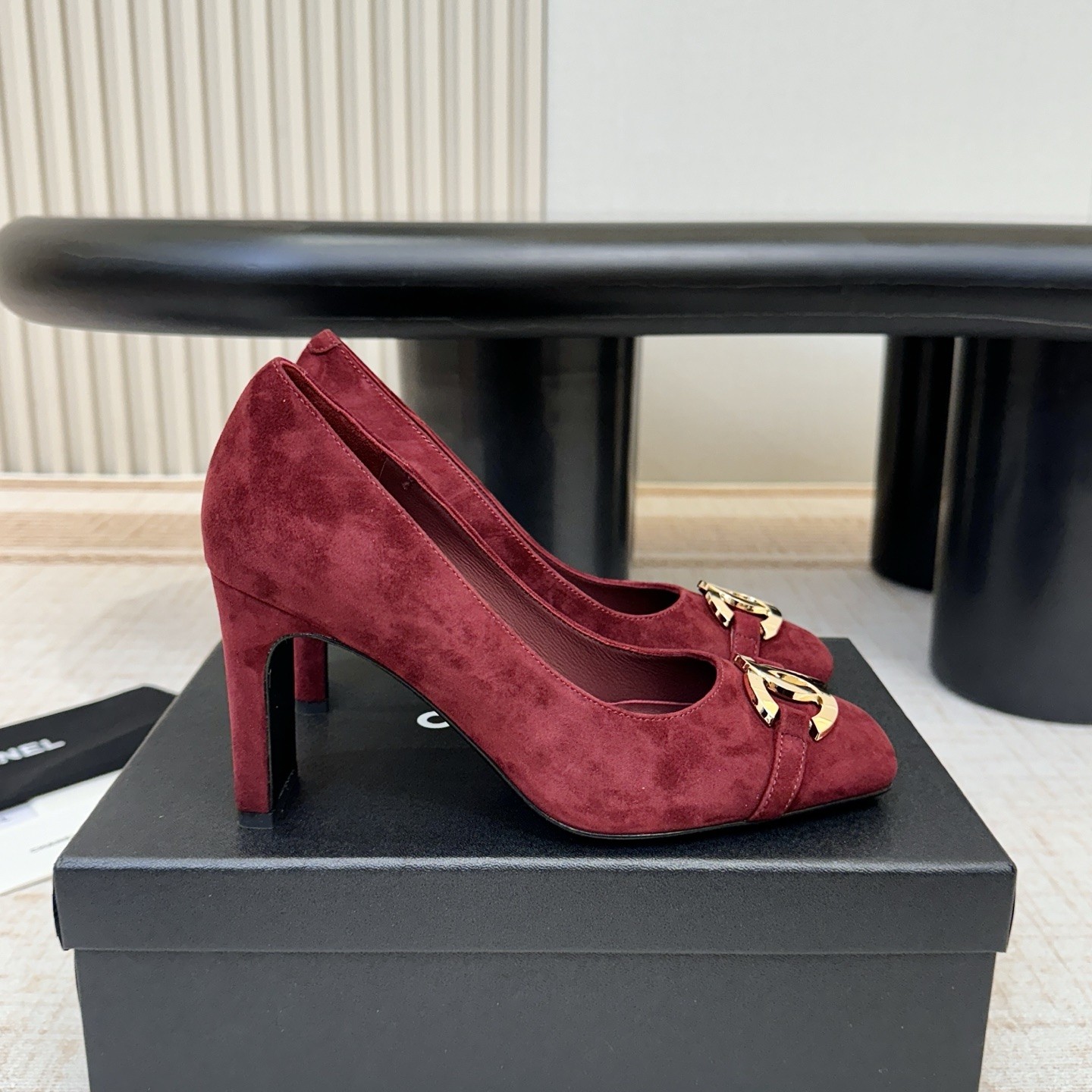 CHANEL Double C Metal Buckle Flat Slip-on Shoes in Lambskin with Italian Leather Sole