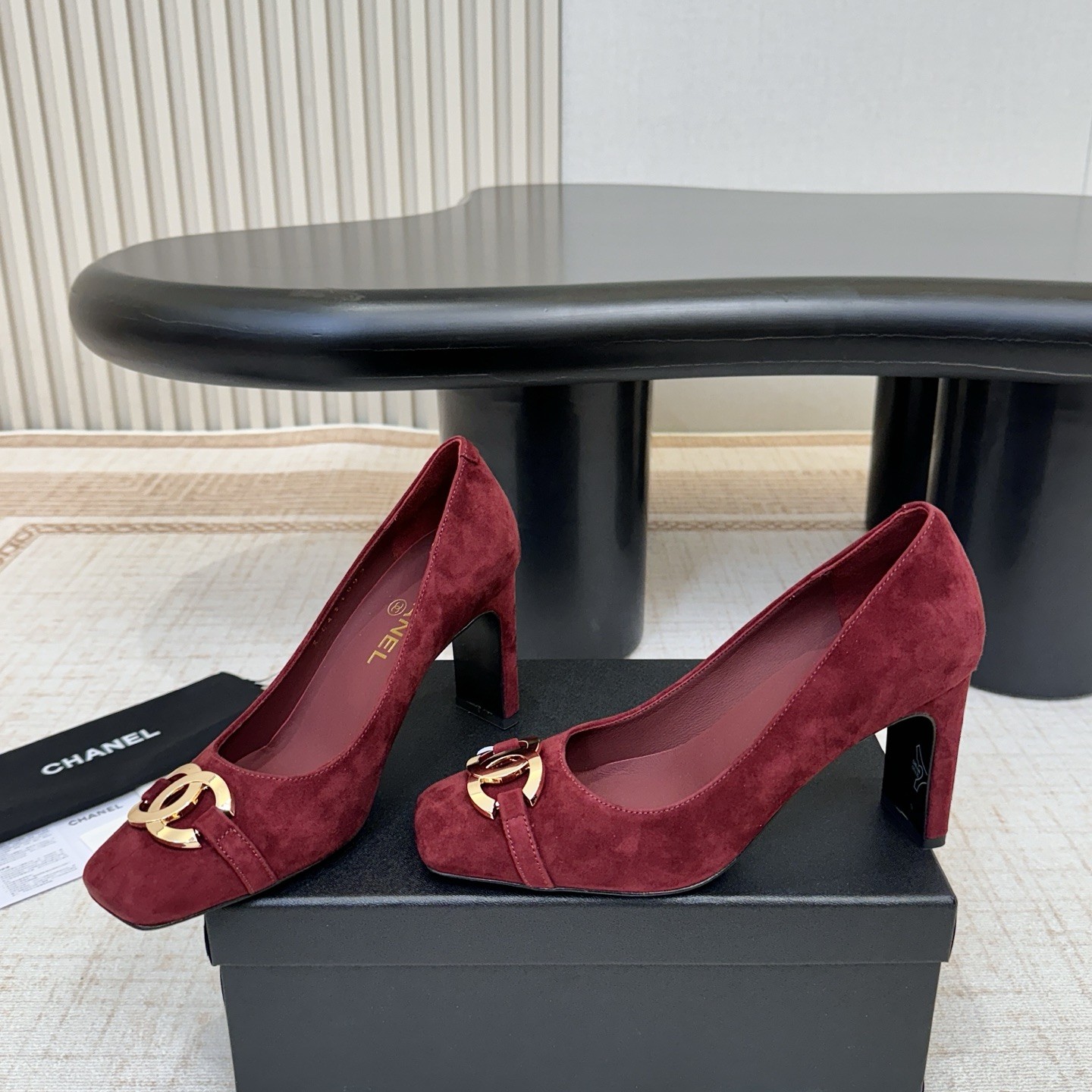 CHANEL Double C Metal Buckle Flat Slip-on Shoes in Lambskin with Italian Leather Sole