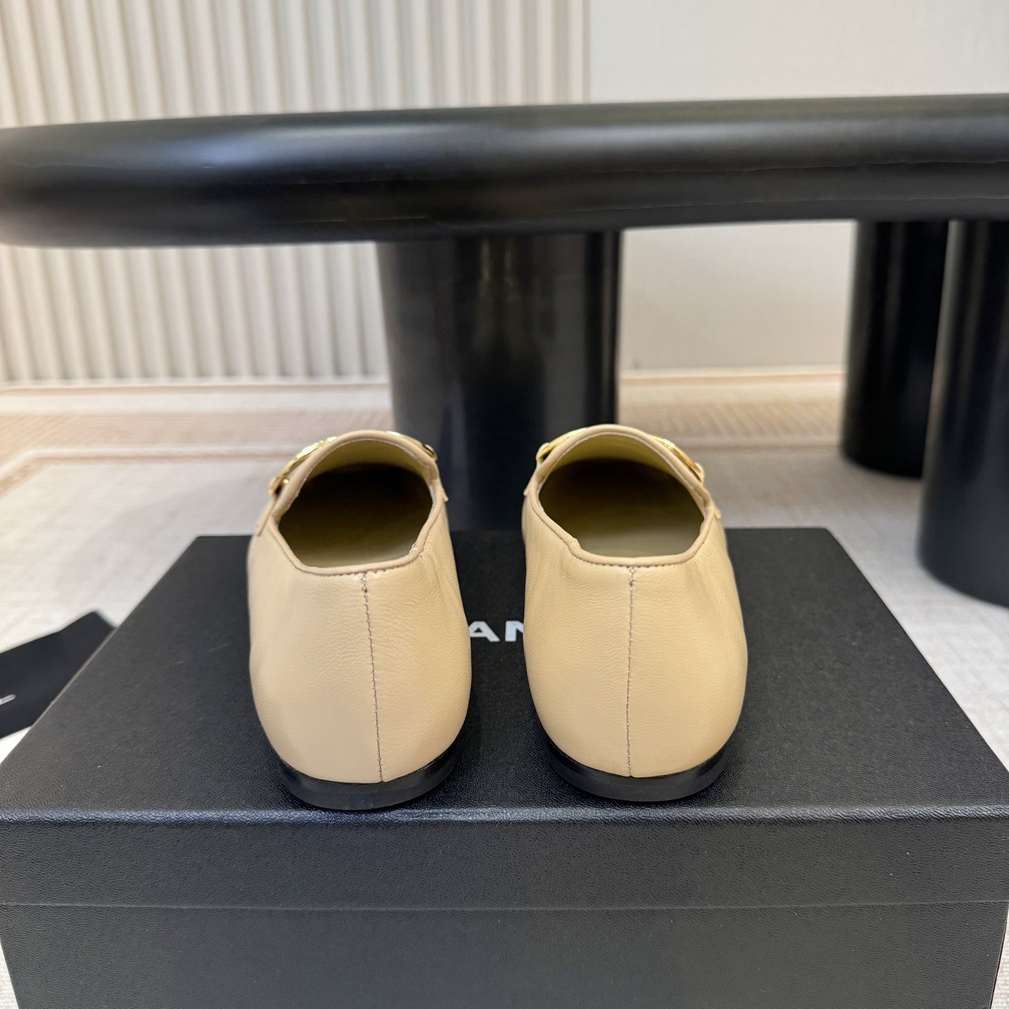 CHANEL Double C Metal Buckle Flat Single Shoes in Lambskin Patent with Italian Leather Sole