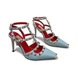 Valentino Rockstud Ankle-strap Rivet Sandals in Calfskin with Goatskin Lining