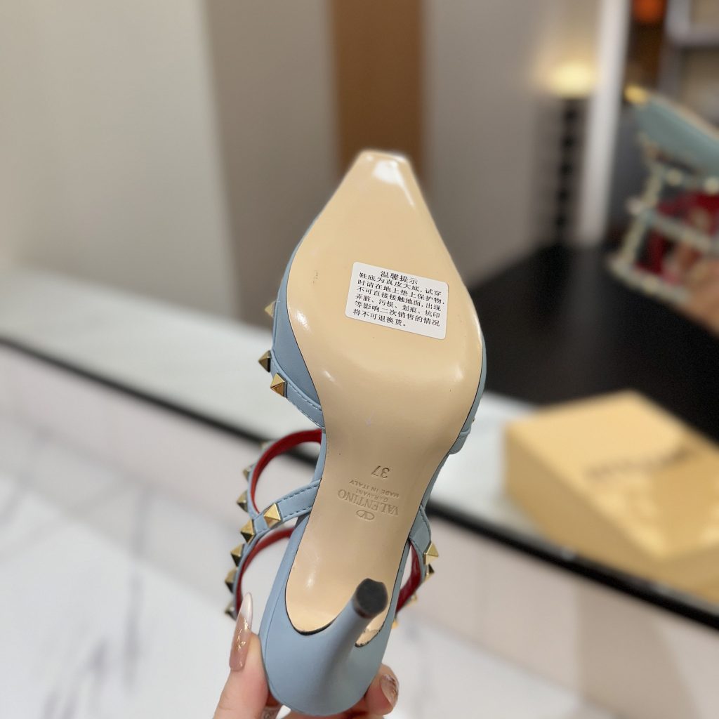 Valentino Rockstud Ankle-strap Rivet Sandals in Calfskin with Goatskin Lining