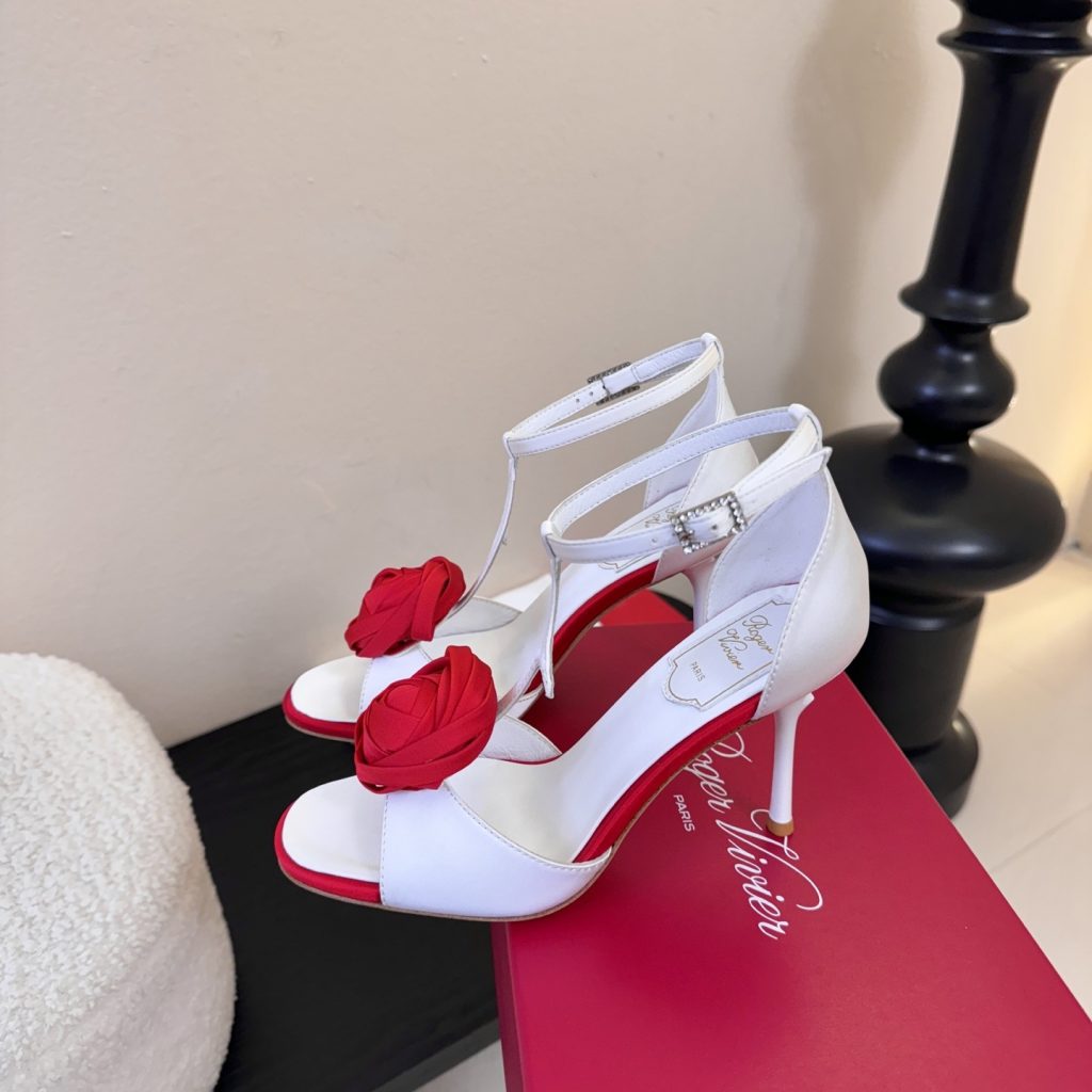 Roger Vivier Pointed Rose Buckle High Heel Pumps in Silk with Italian Leather Sole