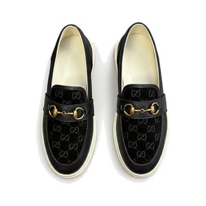 GUCCI Embossed Logo Casual Leather Sneakers Nappa Calfskin Reverse Suede TPU Molded Sole