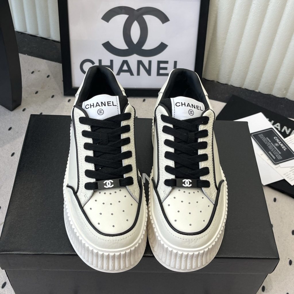 CHANEL Platform Casual Sneakers in Premium Calfskin with Lambskin Lining and TPU Outsole