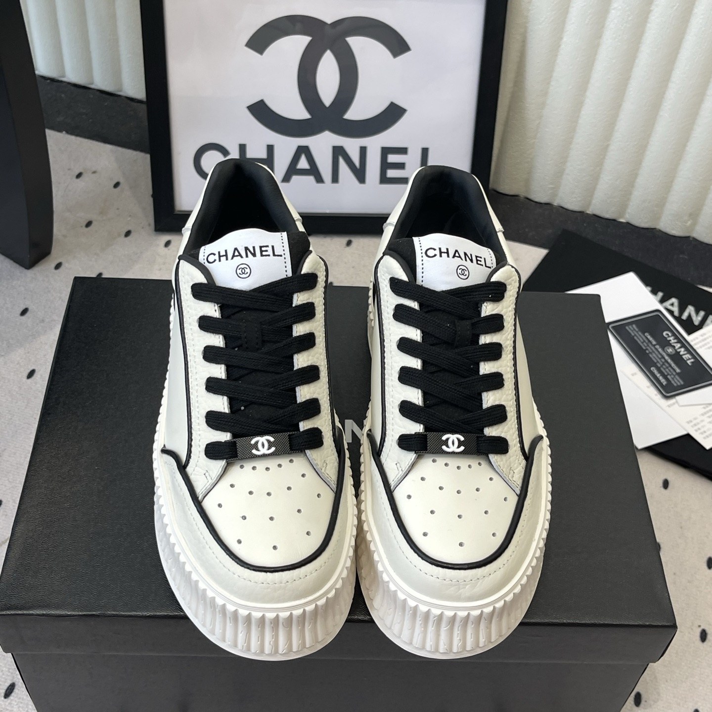 CHANEL Platform Casual Sneakers in Premium Calfskin with Lambskin Lining and TPU Outsole