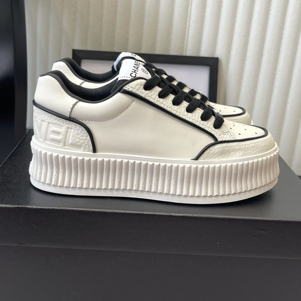 CHANEL Platform Casual Sneakers in Premium Calfskin with Lambskin Lining and TPU Outsole