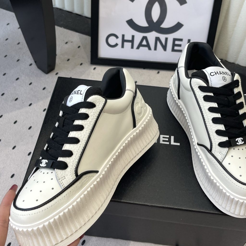 CHANEL Platform Casual Sneakers in Premium Calfskin with Lambskin Lining and TPU Outsole