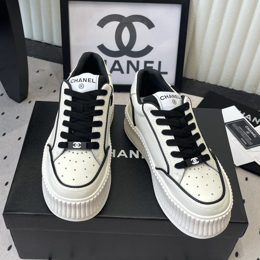 CHANEL Platform Casual Sneakers in Premium Calfskin with Lambskin Lining and TPU Outsole
