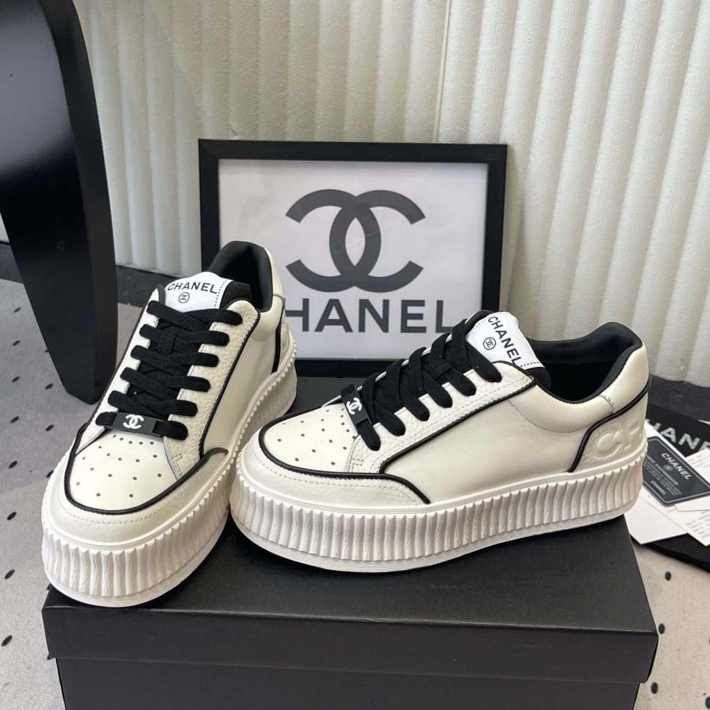 CHANEL Platform Casual Sneakers in Premium Calfskin with Lambskin Lining and TPU Outsole