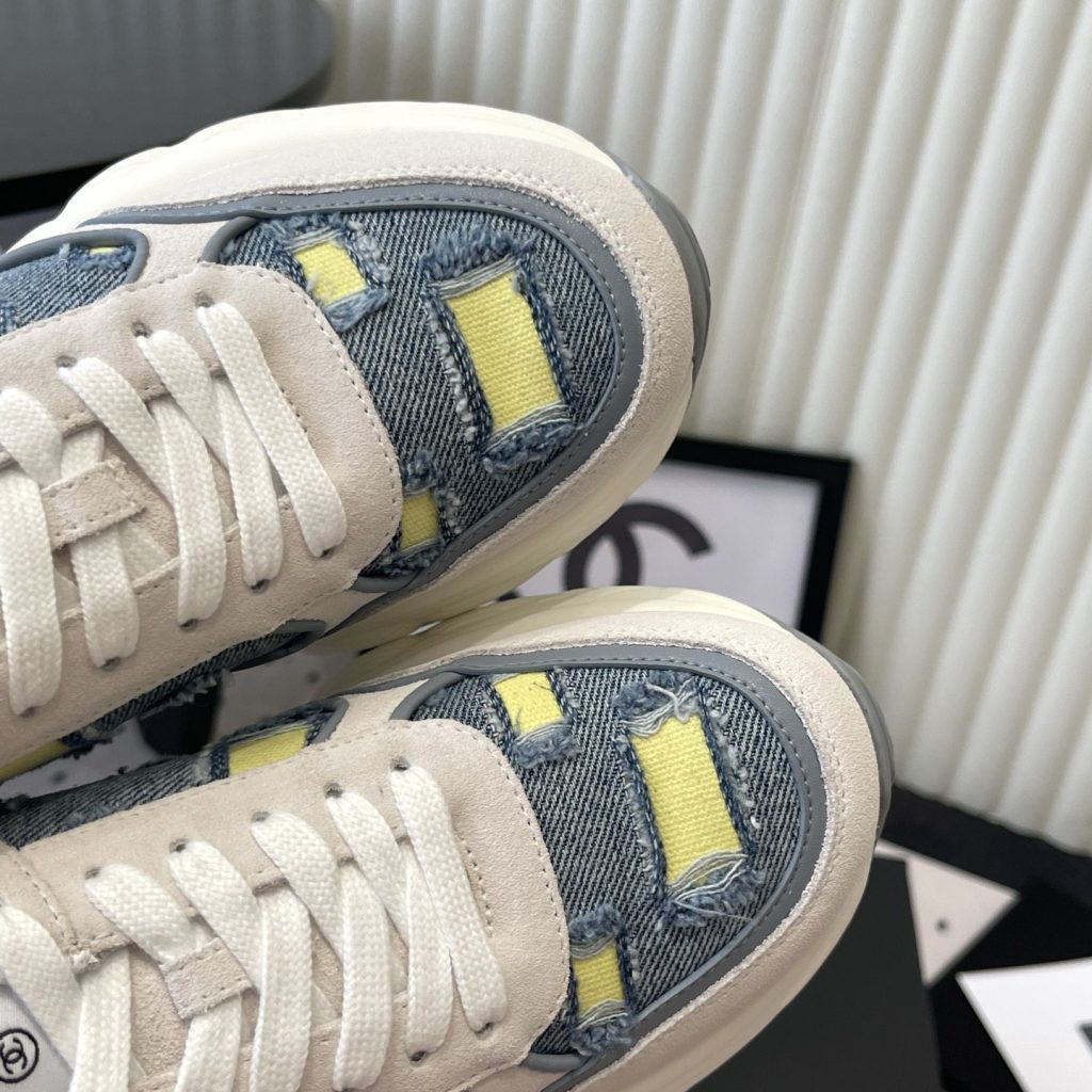 CHANEL Panda Low-Top Casual Sneakers in Mixed Leather and Waterproof Fabric with TPU Outsole