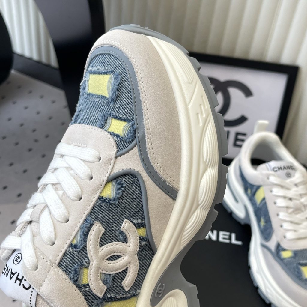 CHANEL Panda Low-Top Casual Sneakers in Mixed Leather and Waterproof Fabric with TPU Outsole