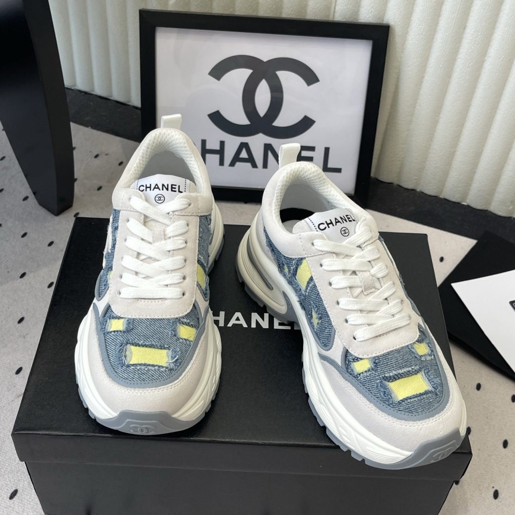 CHANEL Panda Low-Top Casual Sneakers in Mixed Leather and Waterproof Fabric with TPU Outsole
