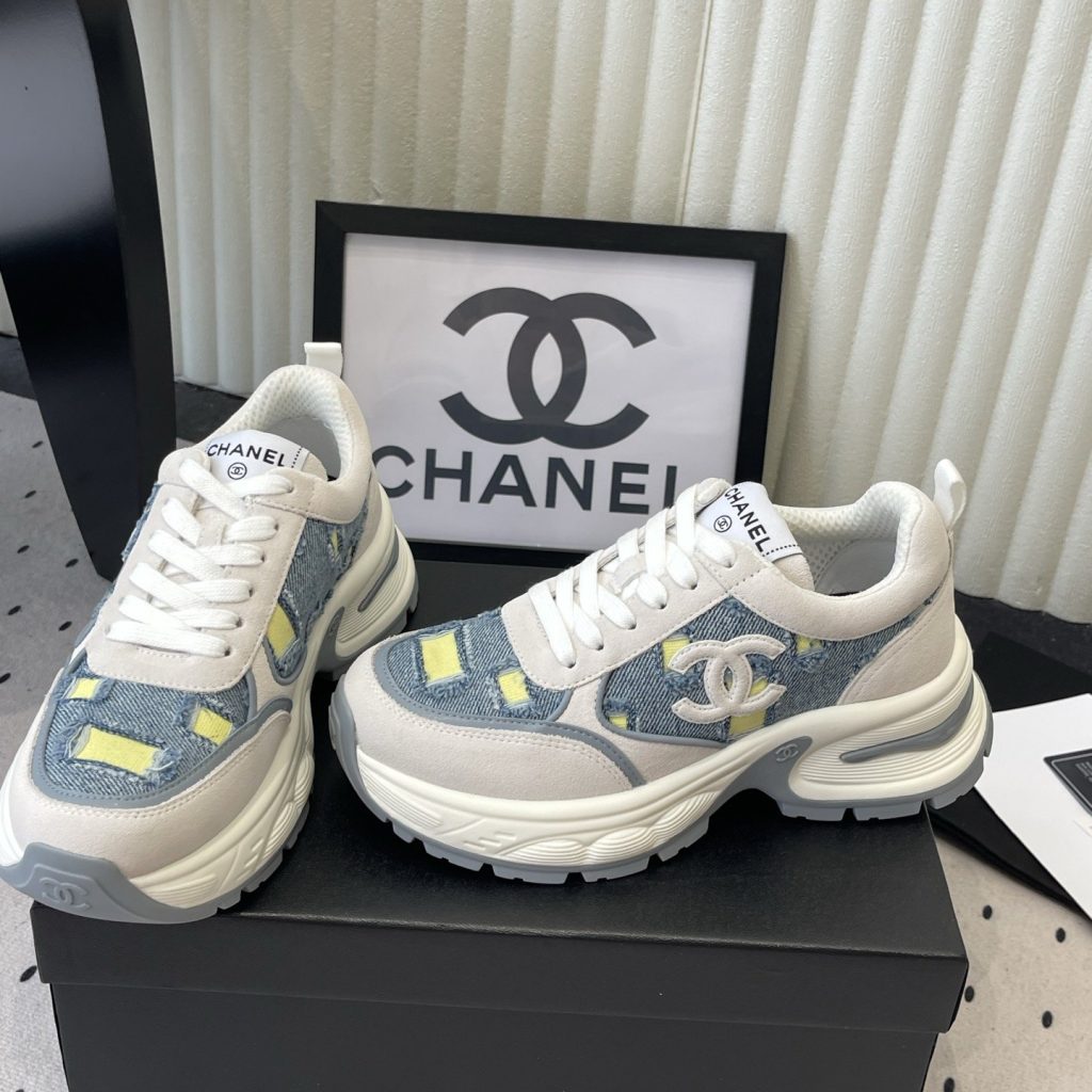 CHANEL Panda Low-Top Casual Sneakers in Mixed Leather and Waterproof Fabric with TPU Outsole