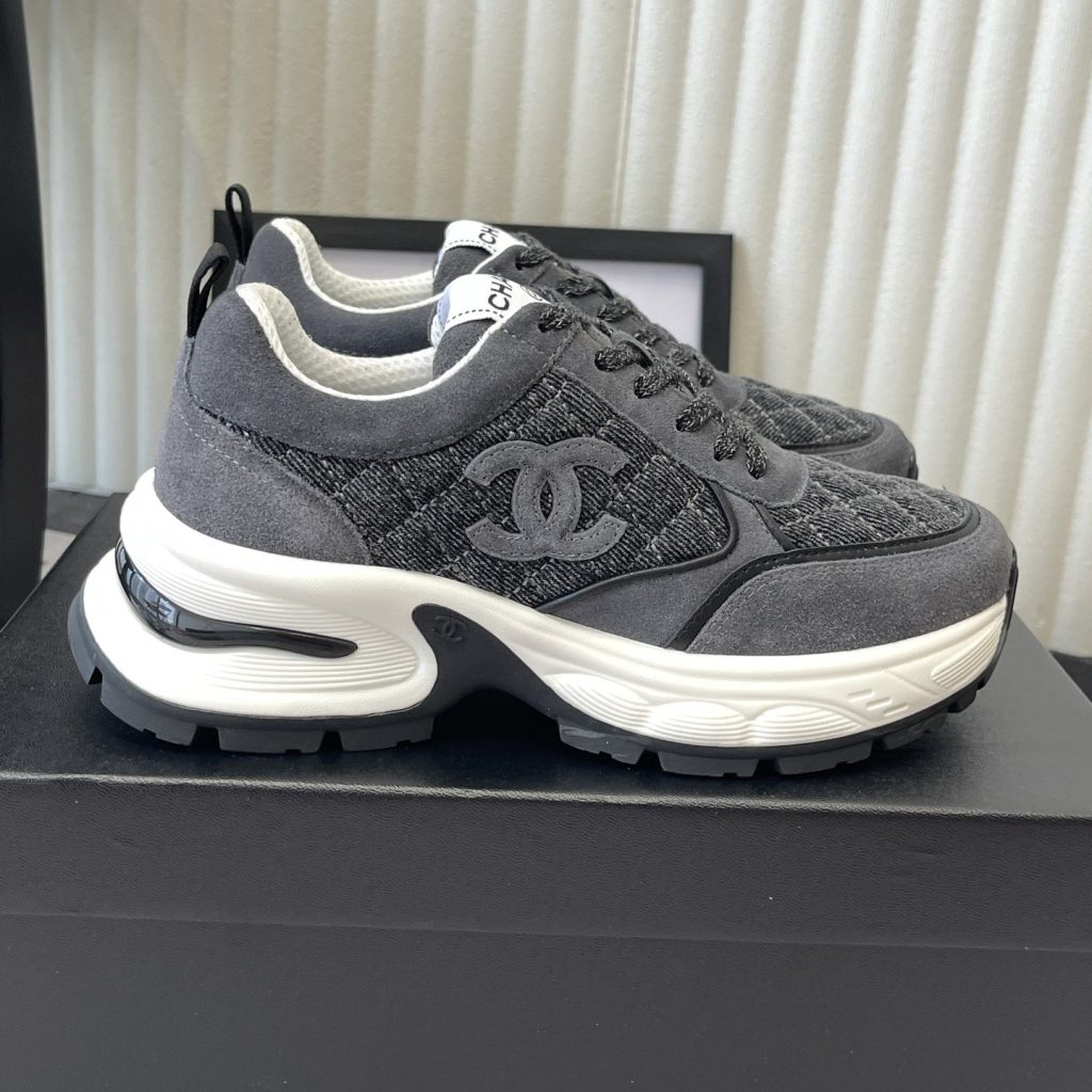 CHANEL Panda Casual Sneakers in Mixed Leather and Waterproof Fabric with TPU Outsole