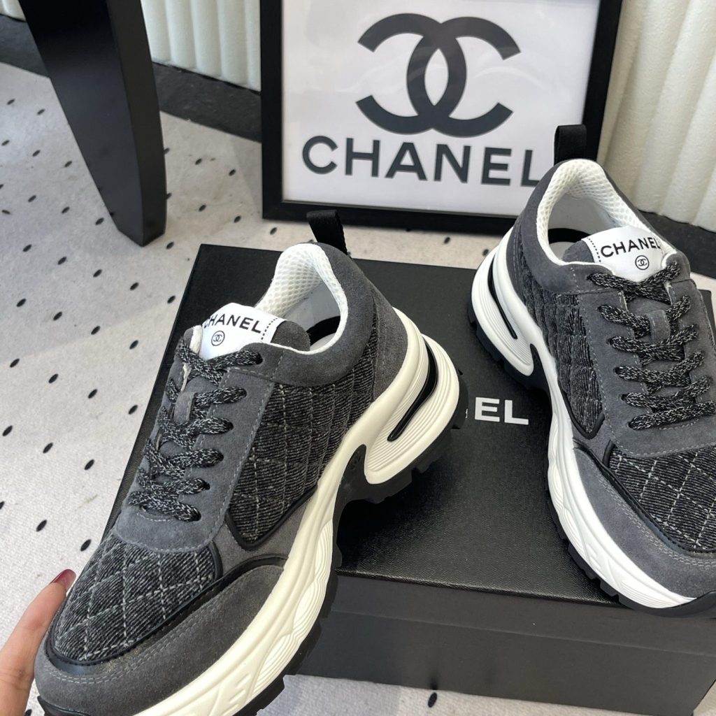 CHANEL Panda Casual Sneakers in Mixed Leather and Waterproof Fabric with TPU Outsole