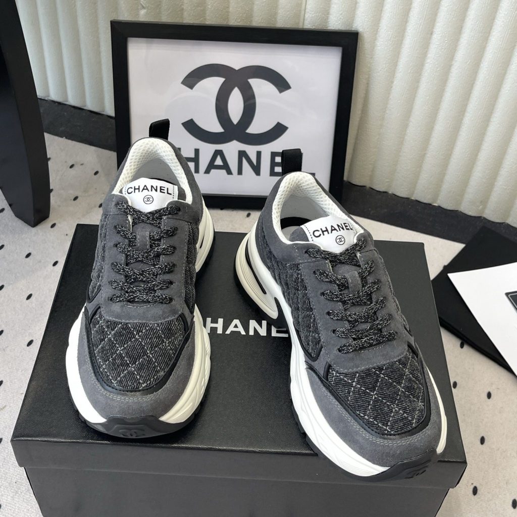 CHANEL Panda Casual Sneakers in Mixed Leather and Waterproof Fabric with TPU Outsole
