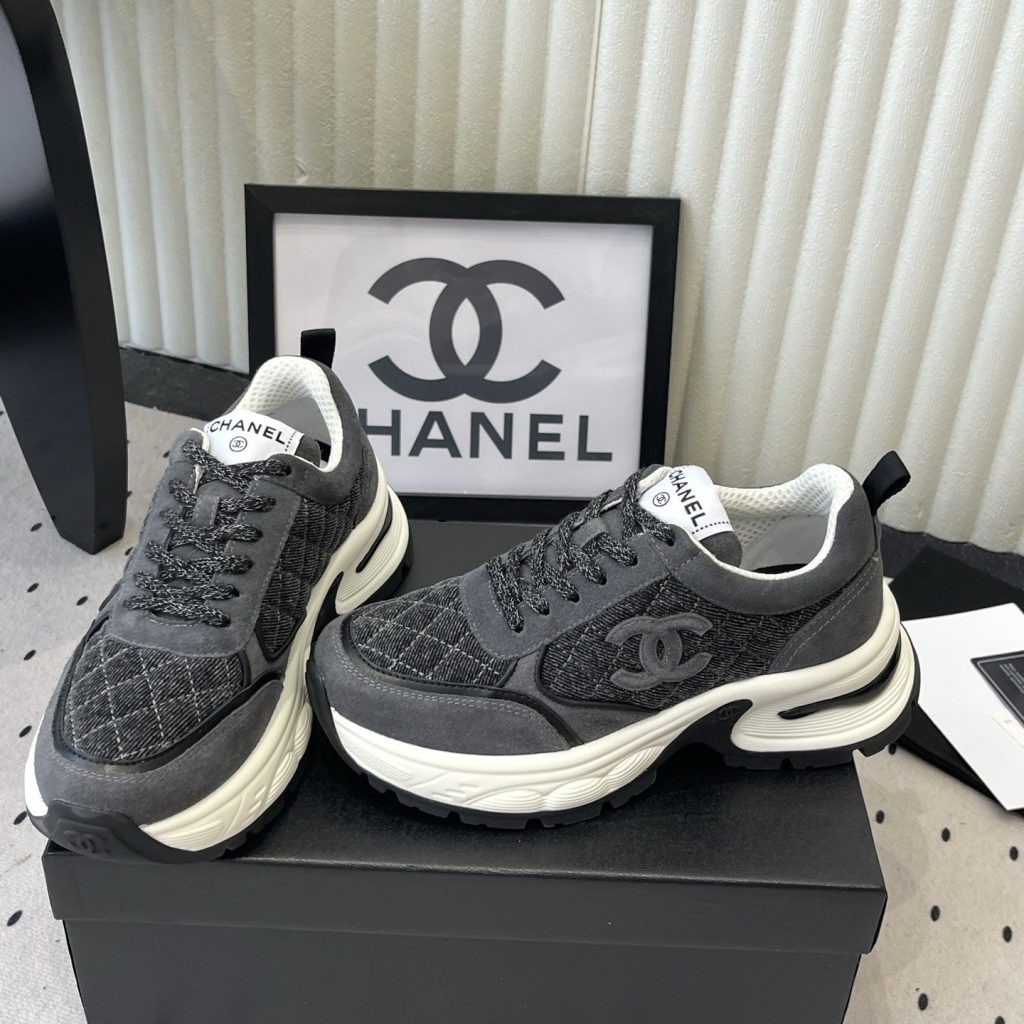 CHANEL Panda Casual Sneakers in Mixed Leather and Waterproof Fabric with TPU Outsole