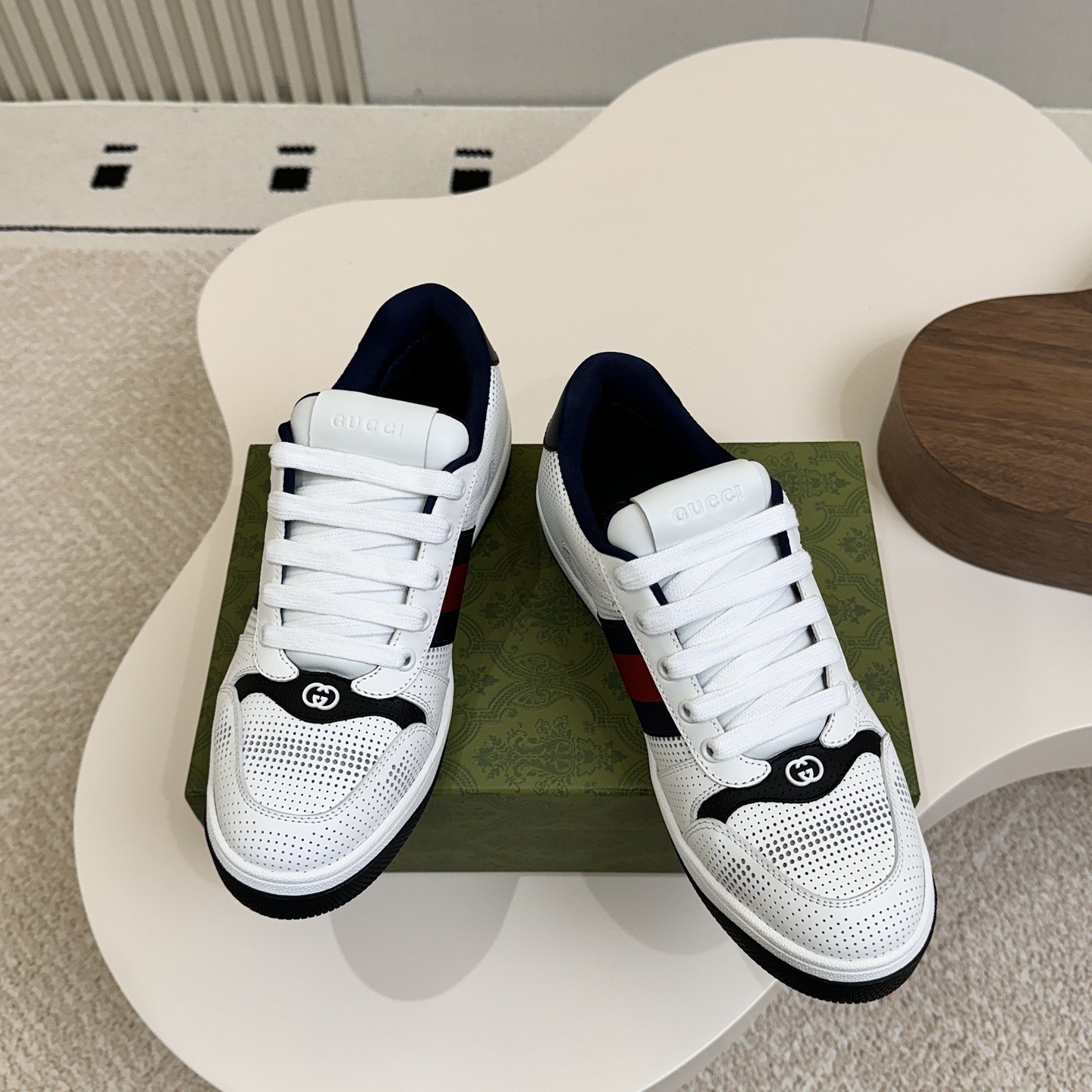 GUCCI Sneakers in Premium Leather with Molded Rubber Outsole