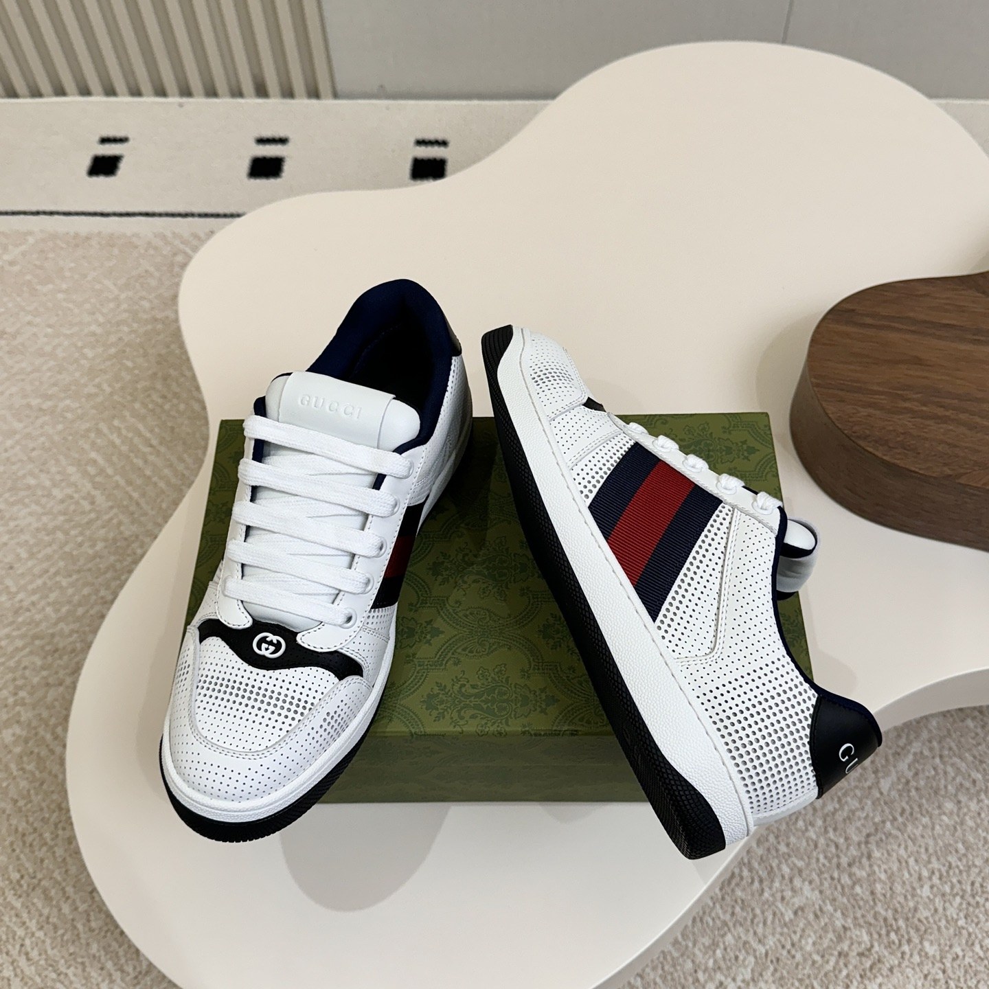 GUCCI Sneakers in Premium Leather with Molded Rubber Outsole