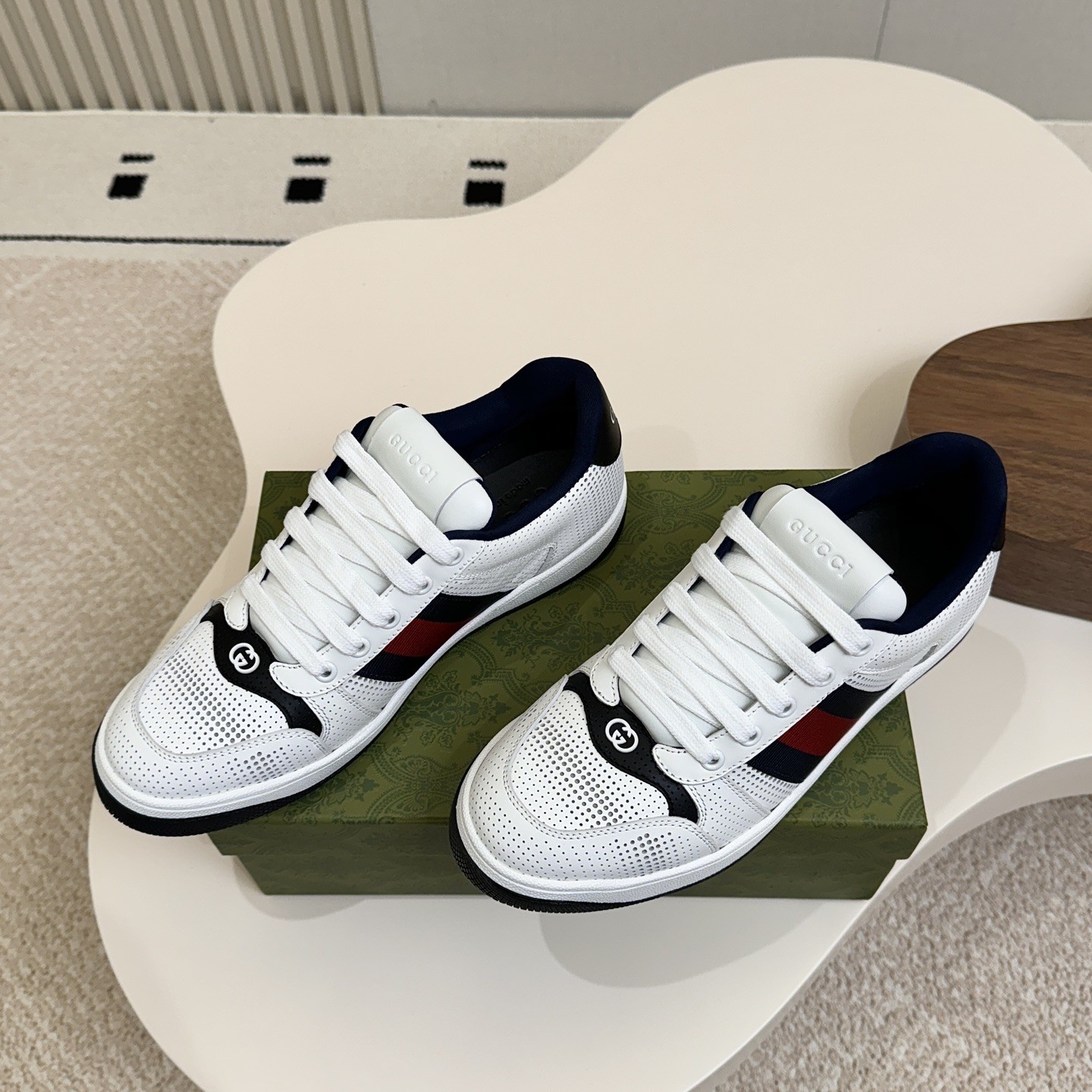 GUCCI Sneakers in Premium Leather with Molded Rubber Outsole