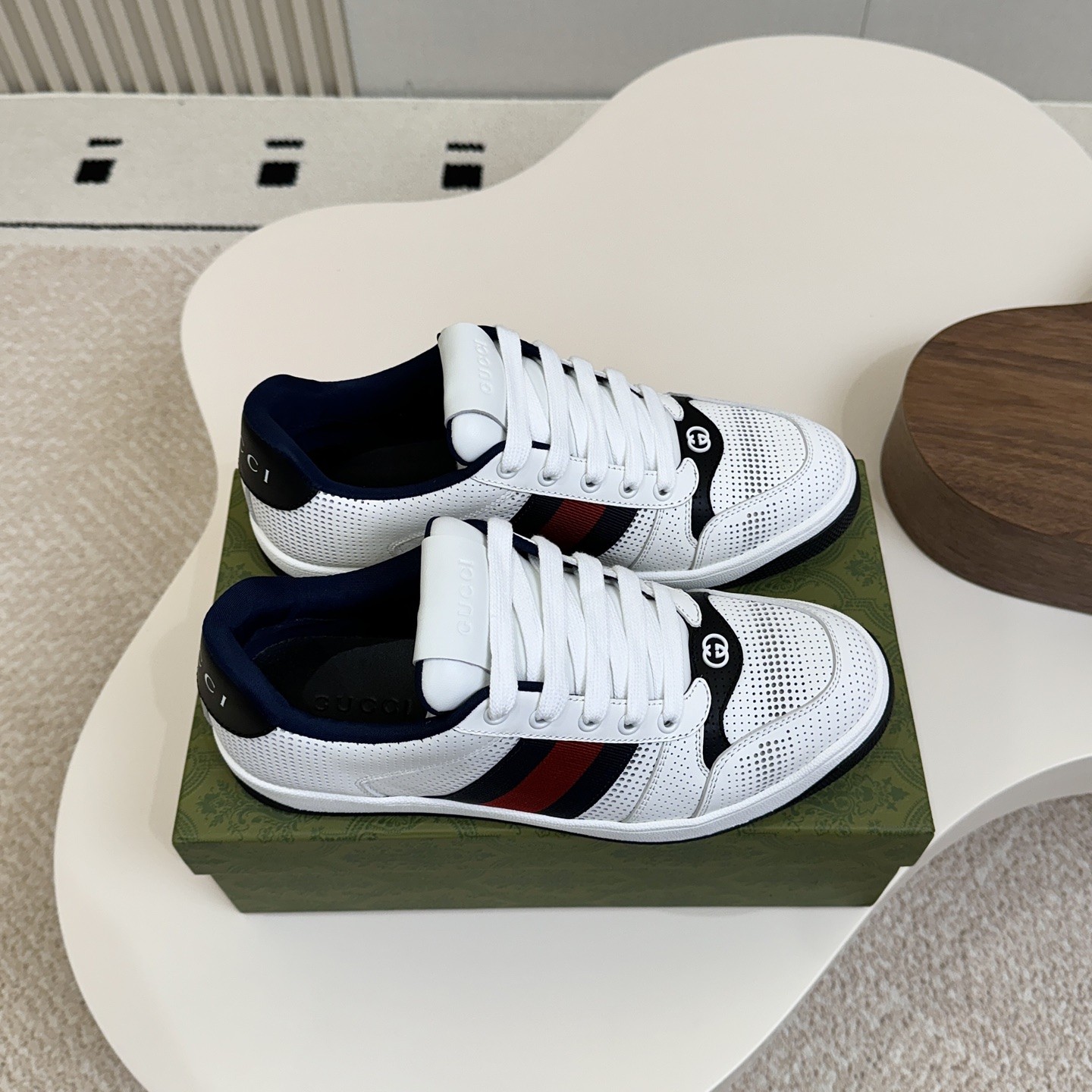 GUCCI Sneakers in Premium Leather with Molded Rubber Outsole