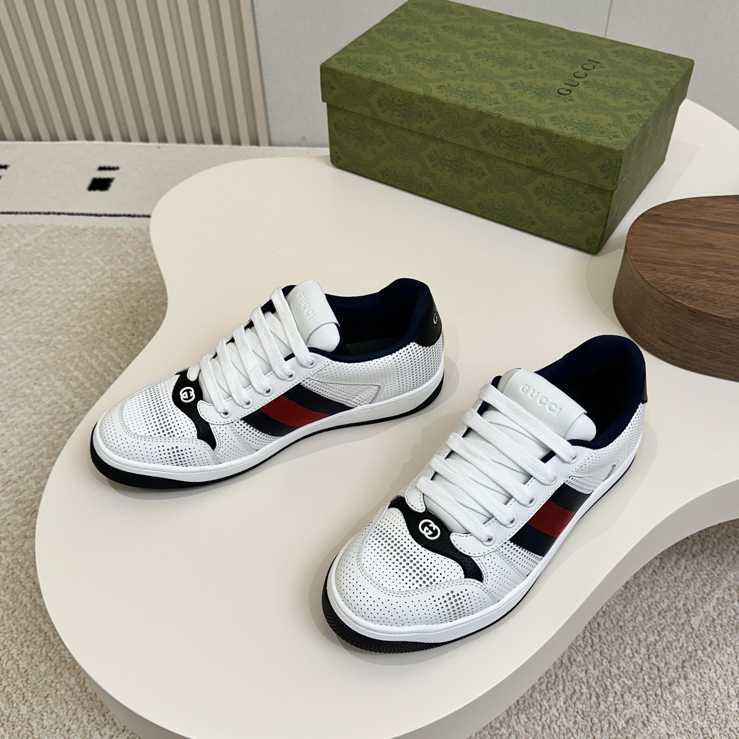 GUCCI Sneakers in Premium Leather with Molded Rubber Outsole