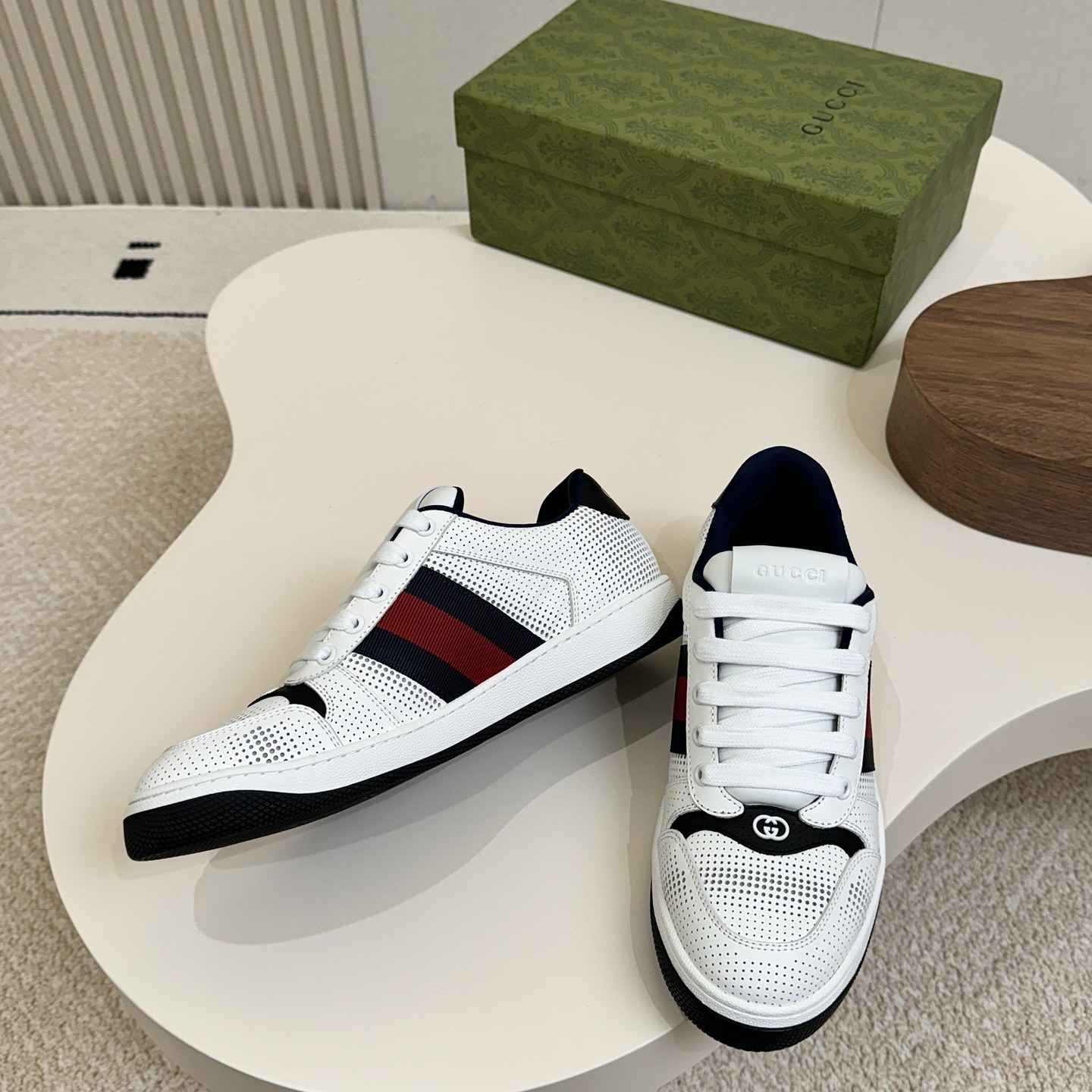 GUCCI Sneakers in Premium Leather with Molded Rubber Outsole
