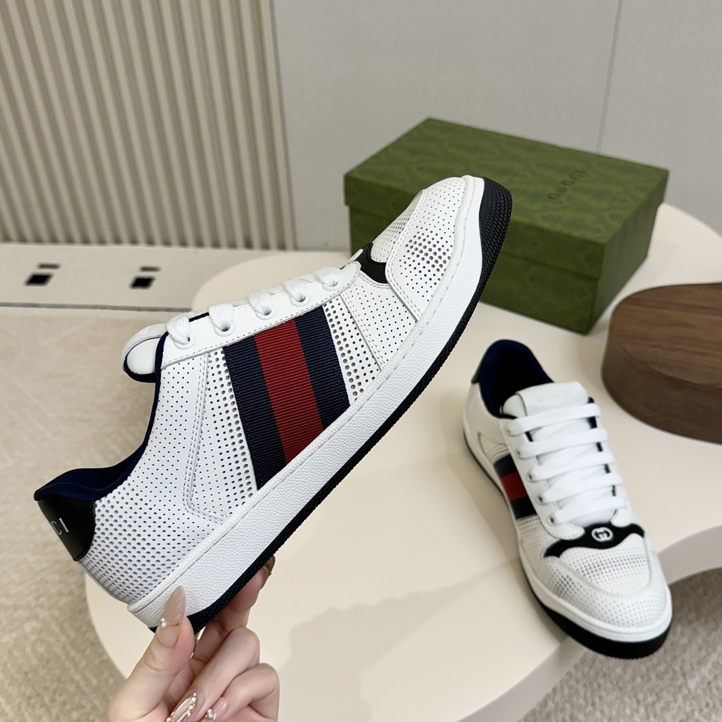 GUCCI Sneakers in Premium Leather with Molded Rubber Outsole