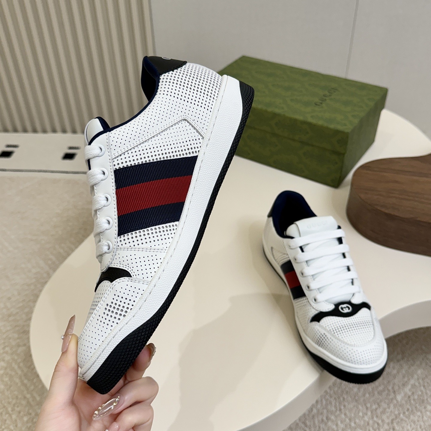 GUCCI Sneakers in Premium Leather with Molded Rubber Outsole