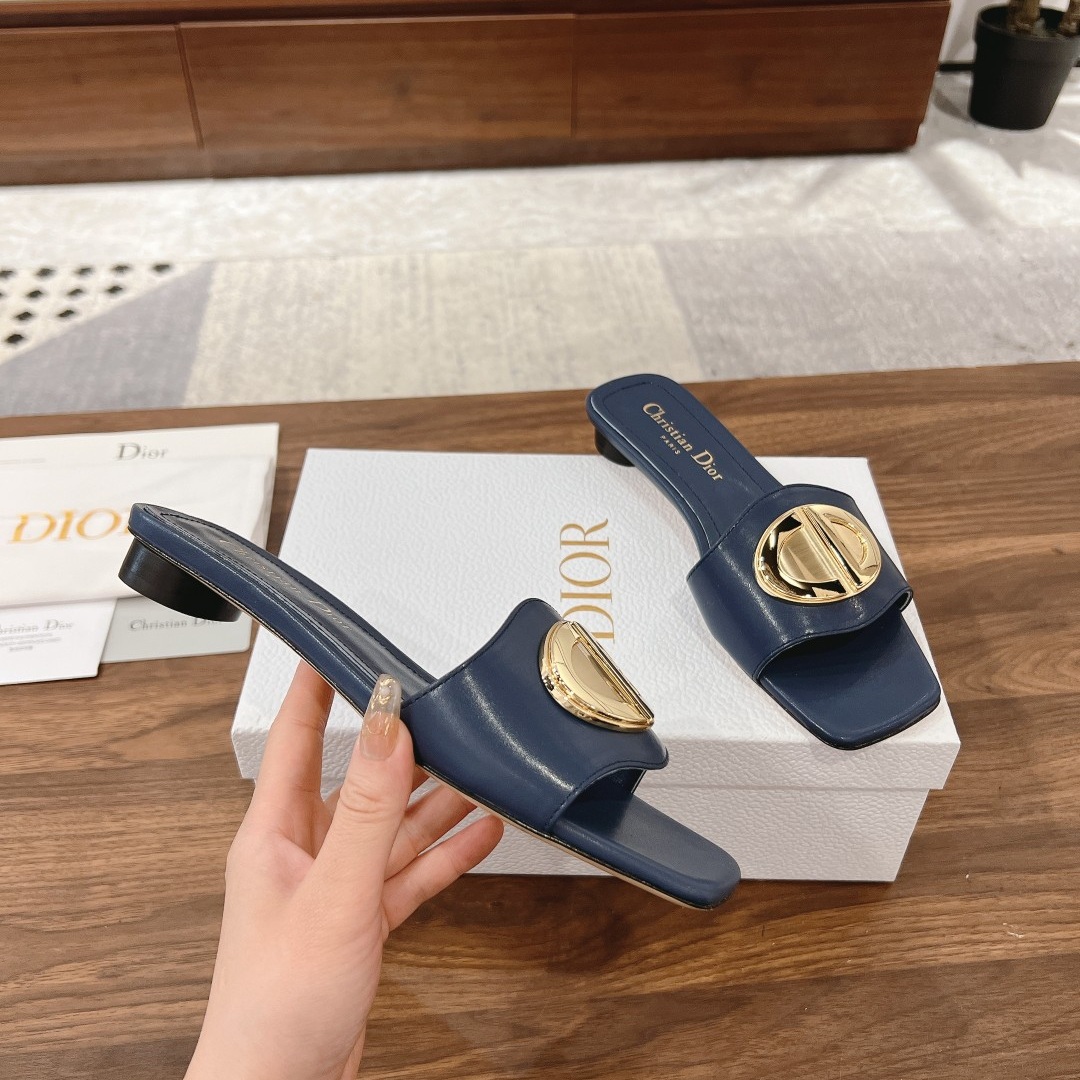 DIOR Sandals in Premium Leather with Molded Rubber Outsole