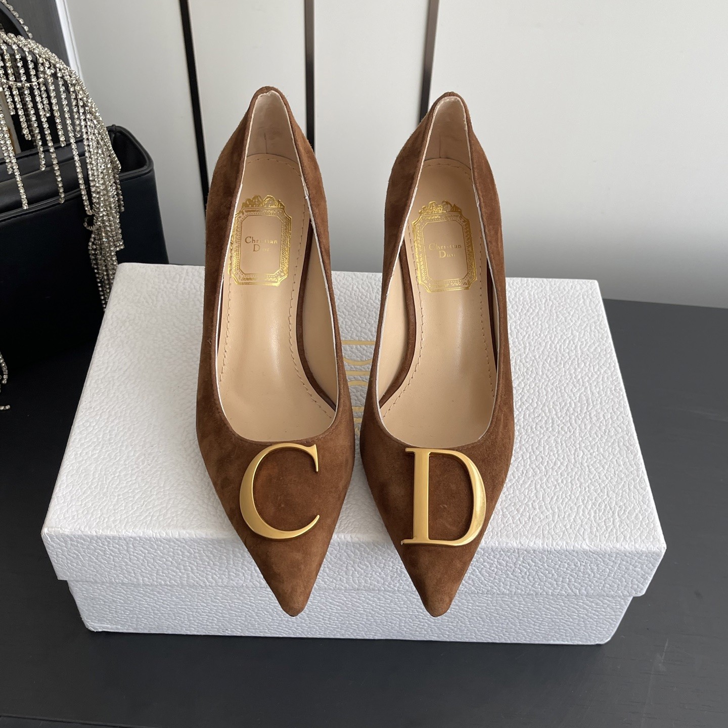 DIOR Slippers in Premium Leather with Molded Rubber Outsole