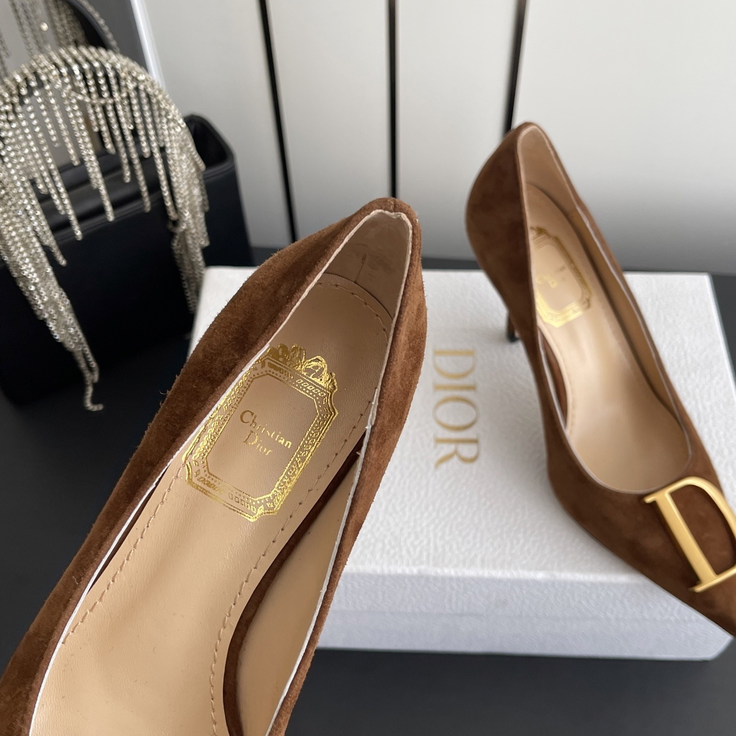 DIOR Slippers in Premium Leather with Molded Rubber Outsole