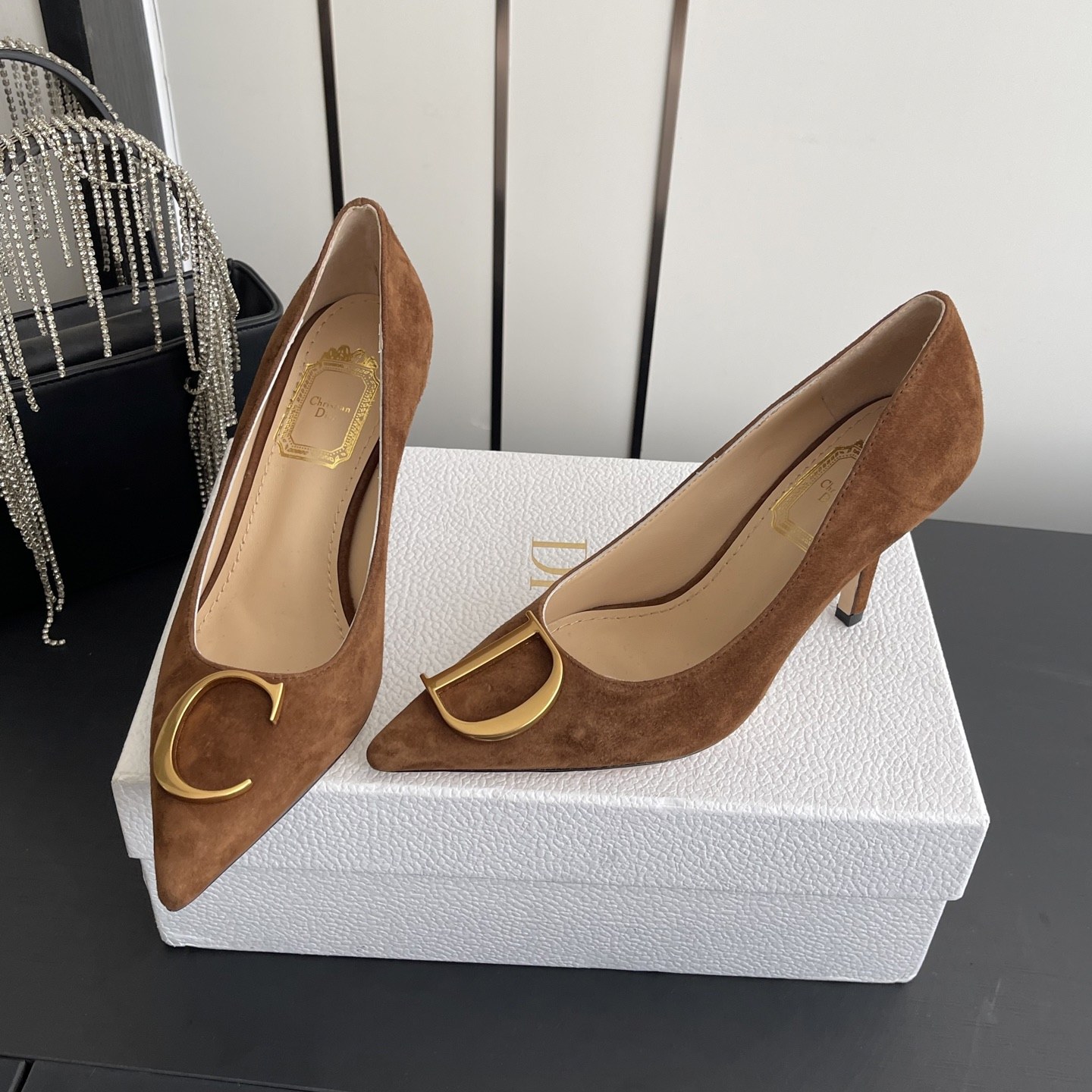 DIOR Slippers in Premium Leather with Molded Rubber Outsole