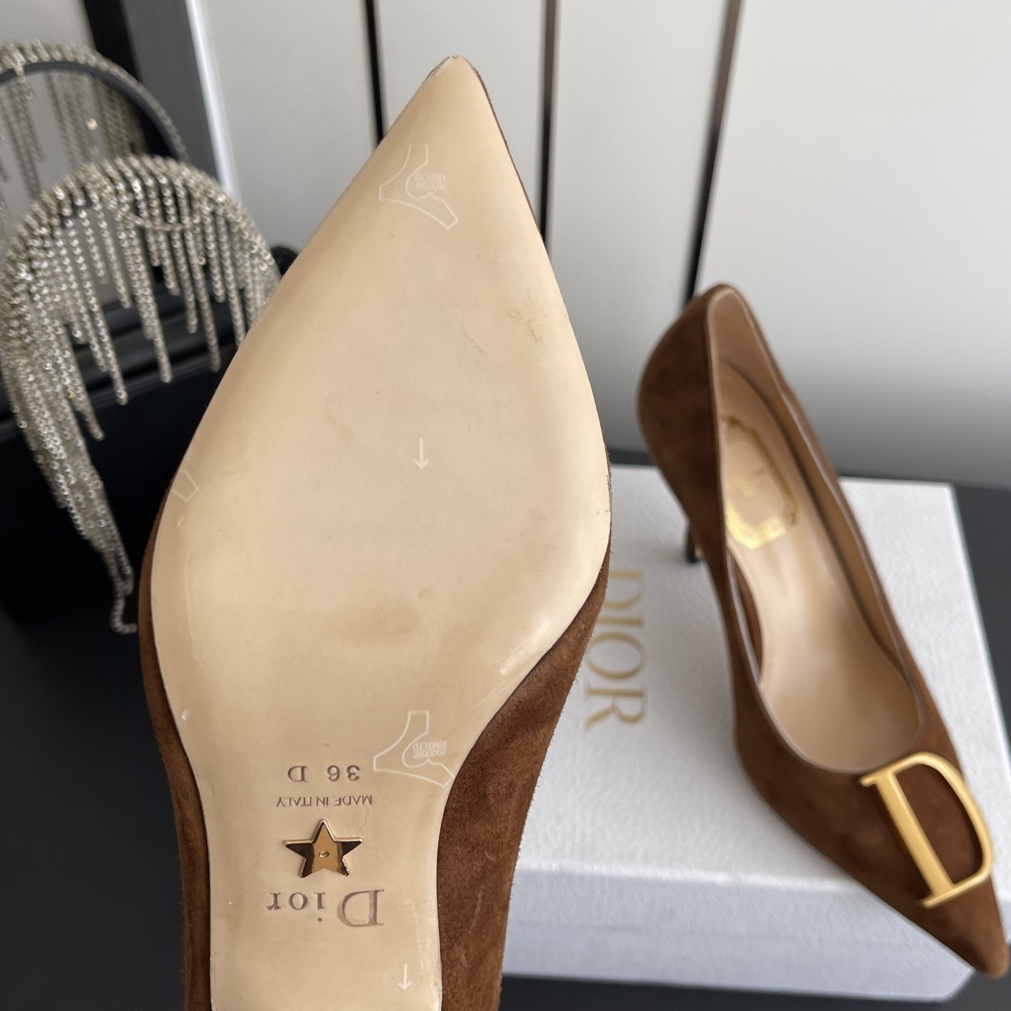 DIOR Slippers in Premium Leather with Molded Rubber Outsole