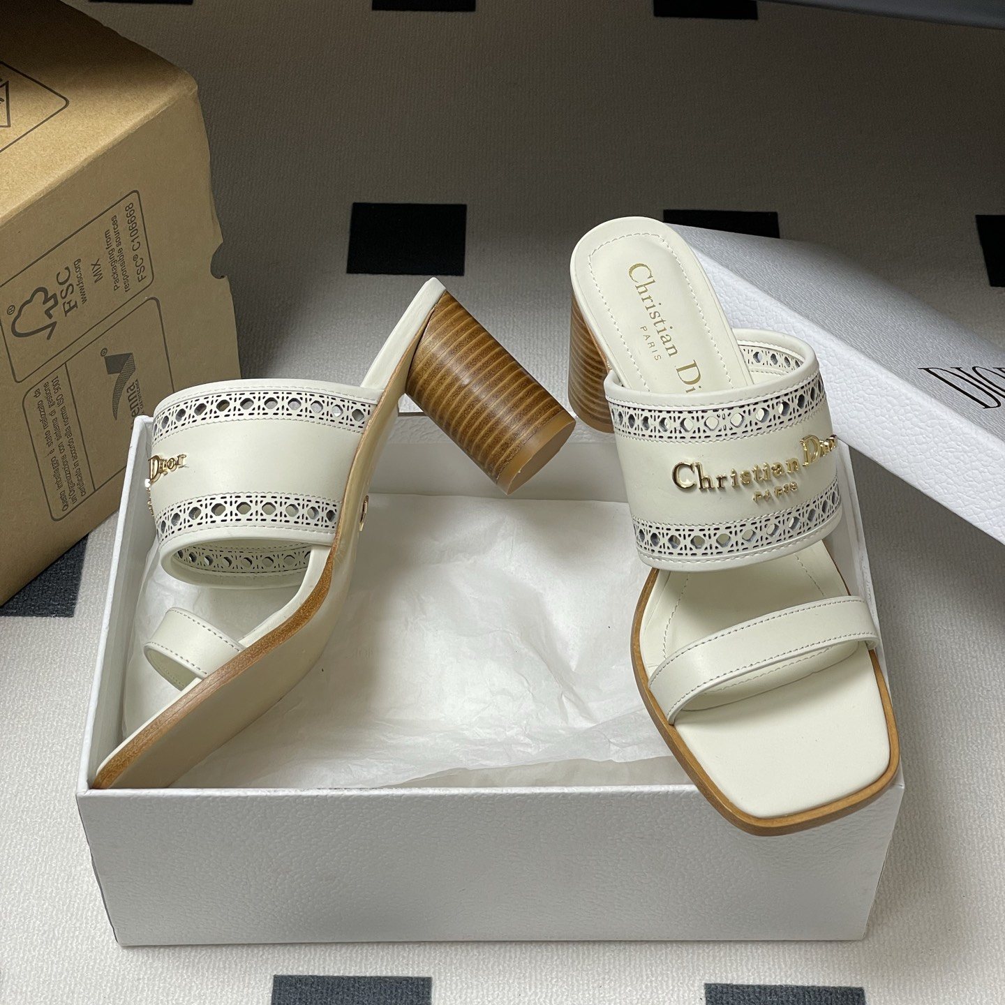DIOR Sandals in Premium Leather with Molded Rubber Outsole