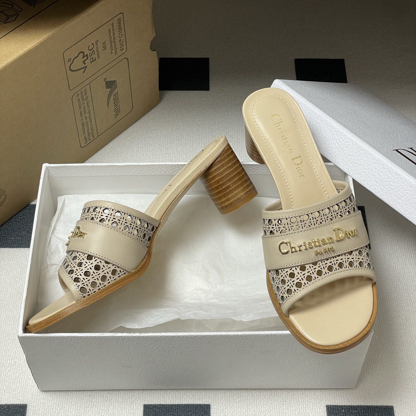 DIOR Sandals in Premium Leather with Molded Rubber Outsole
