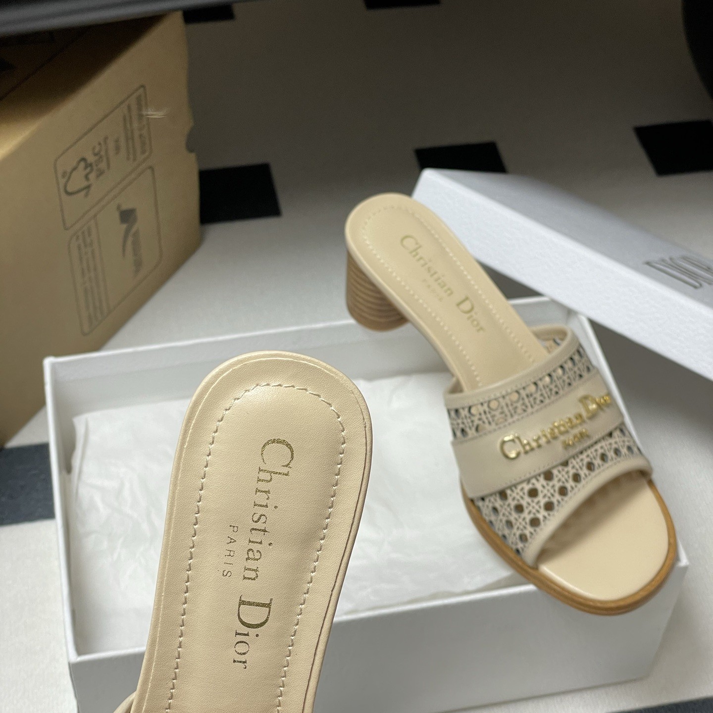 DIOR Sandals in Premium Leather with Molded Rubber Outsole
