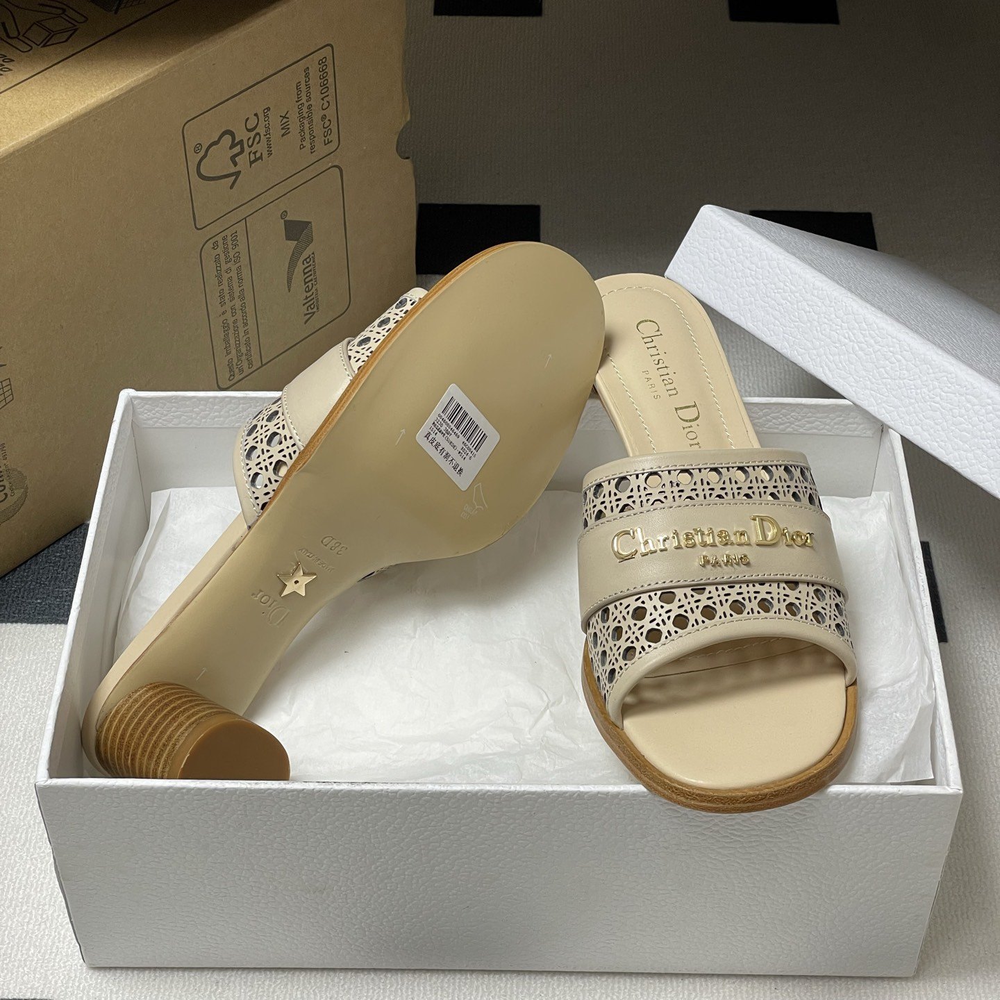 DIOR Sandals in Premium Leather with Molded Rubber Outsole