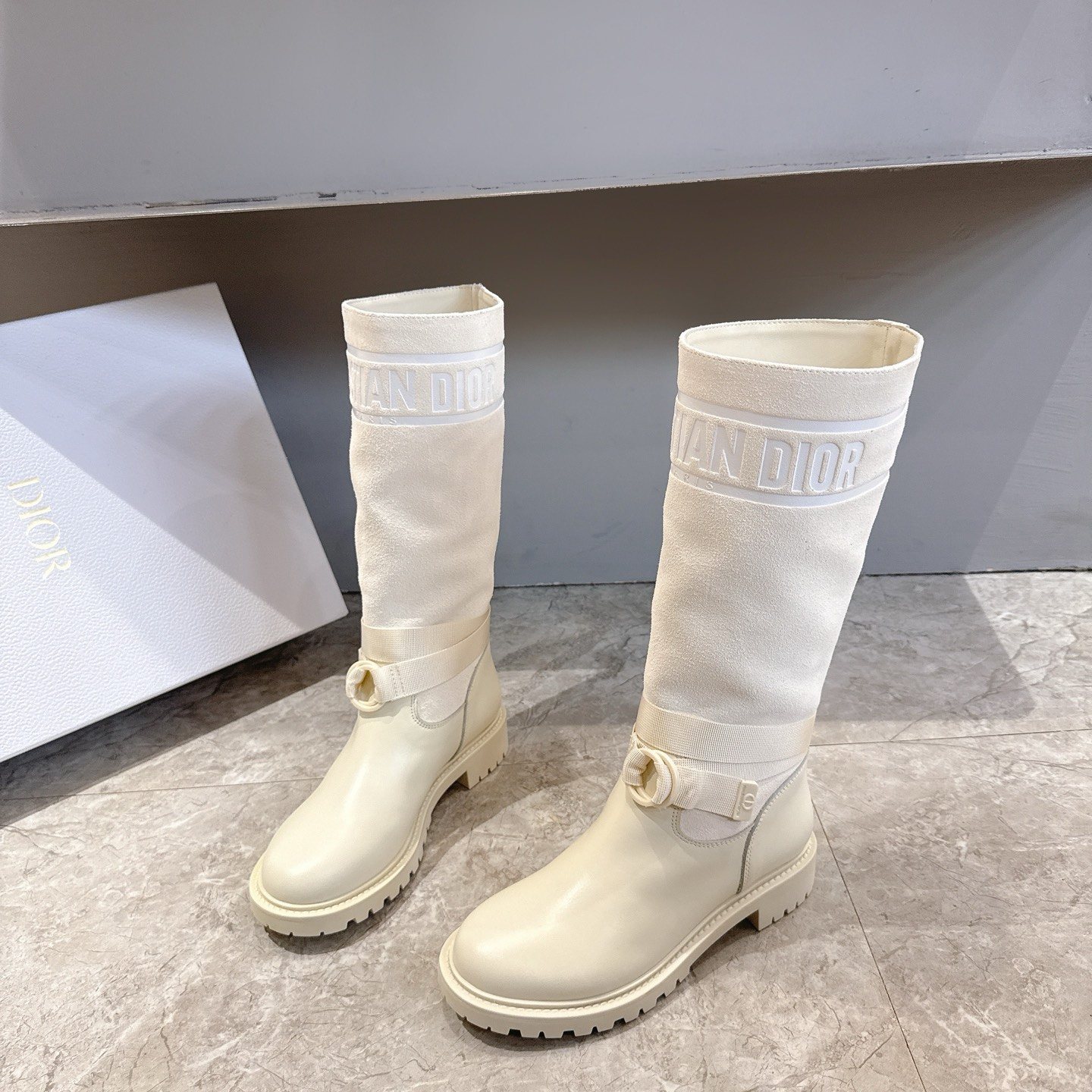 DIOR Boots in Premium Leather with Molded Rubber Outsole