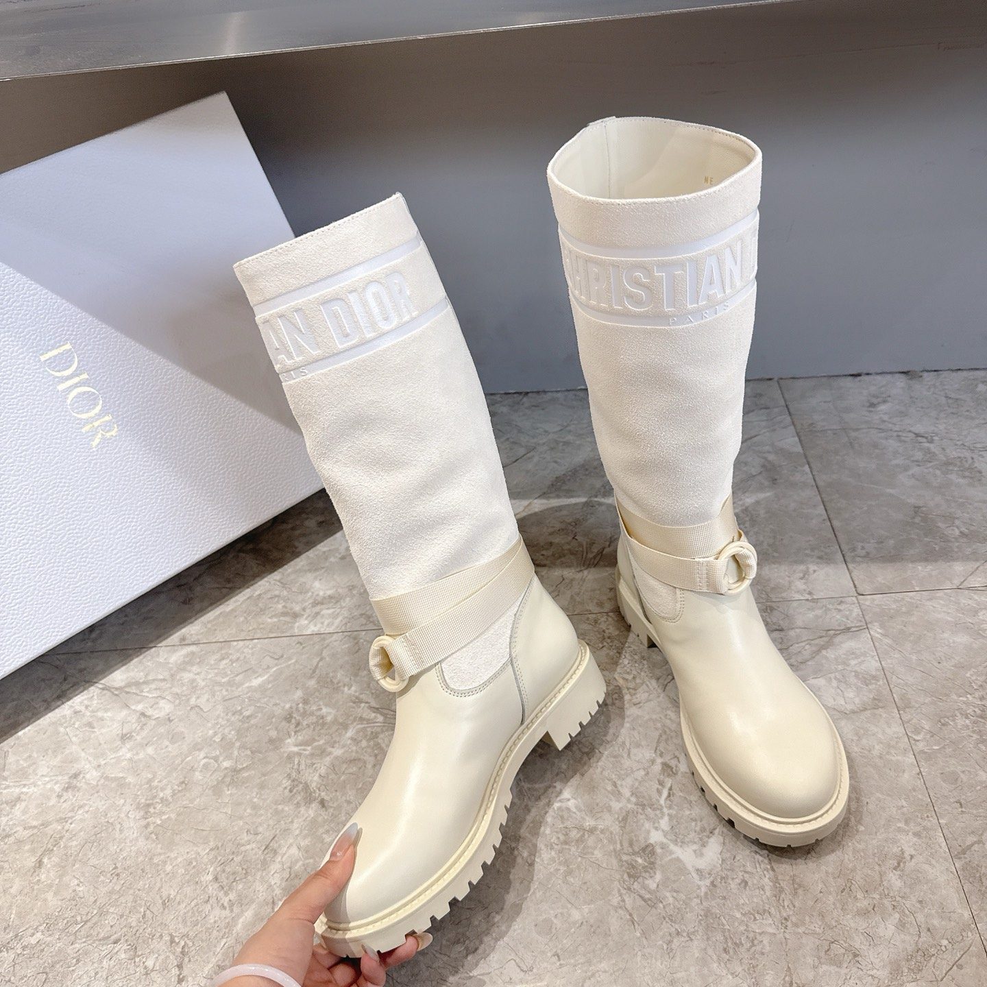 DIOR Boots in Premium Leather with Molded Rubber Outsole