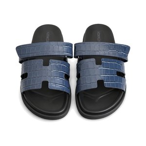 HERMES Slippers in Premium Leather with Molded Rubber Outsole