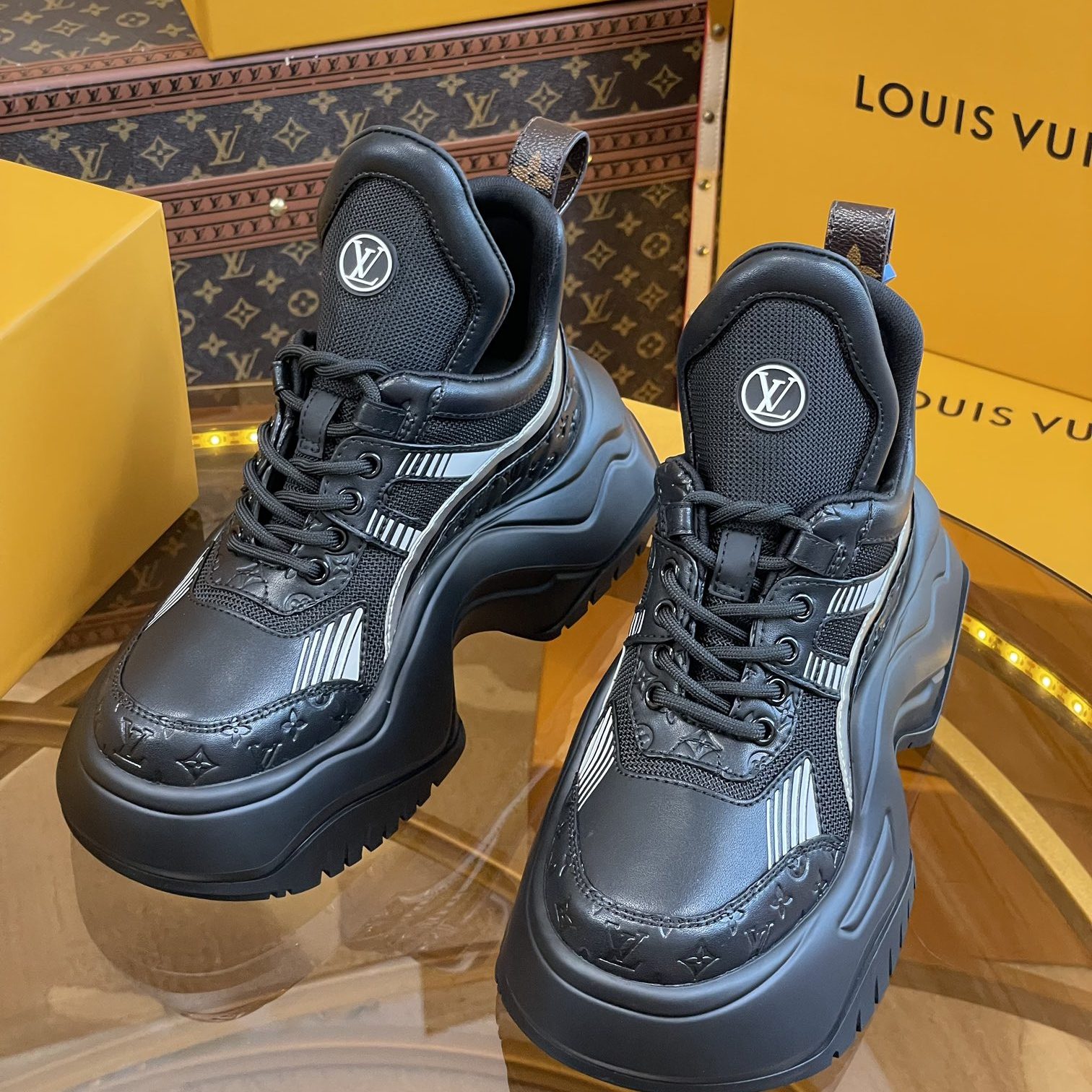 LOUIS VUITTON Archlight 2.0 Dad Sneakers in Printed Leather with Rubber Outsole