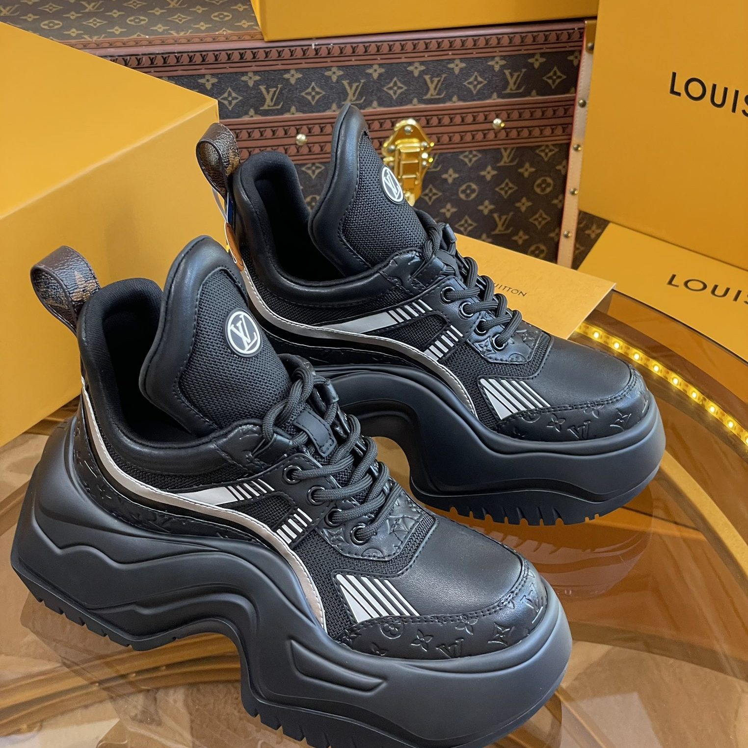 LOUIS VUITTON Archlight 2.0 Dad Sneakers in Printed Leather with Rubber Outsole