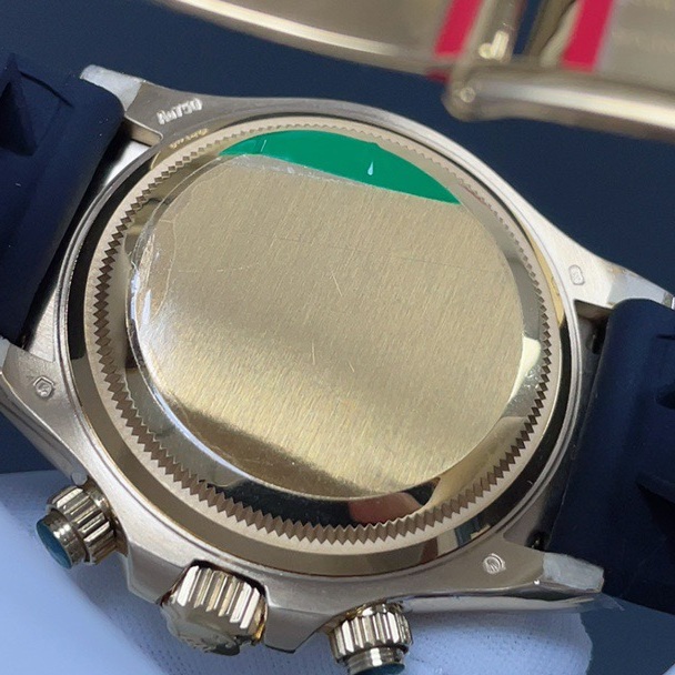Rolex Daytona Style Automatic Watch, Blue Dial Index Chronograph Rubber Strap