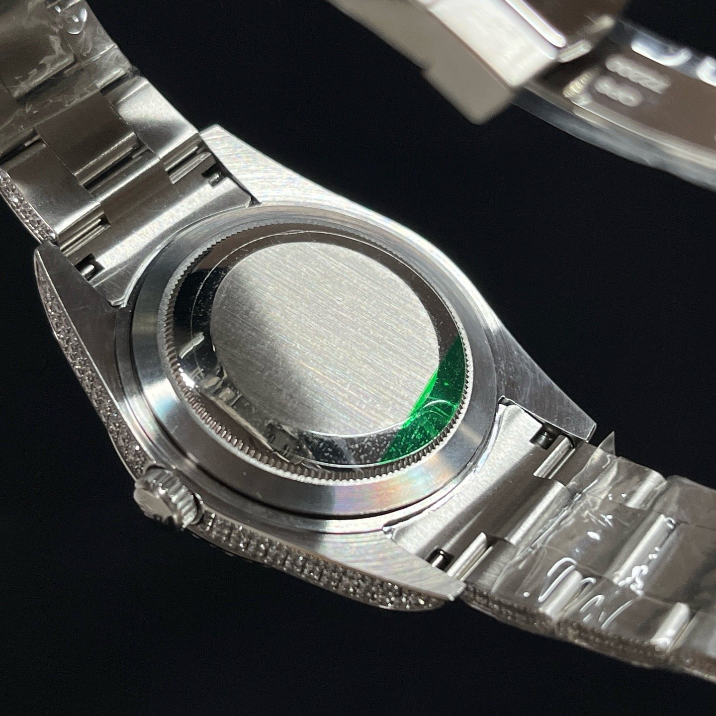 ROLEX Fully Set Moissanite Bracelet Watch - Square Roman Dial