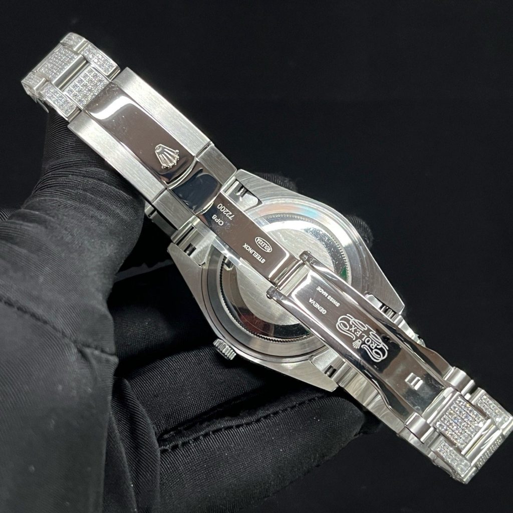 ROLEX Fully Set Moissanite Bracelet Watch - Square Roman Dial