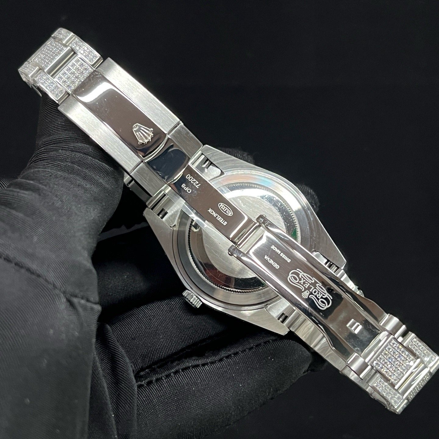 ROLEX Fully Set Moissanite Bracelet Watch - Square Roman Dial