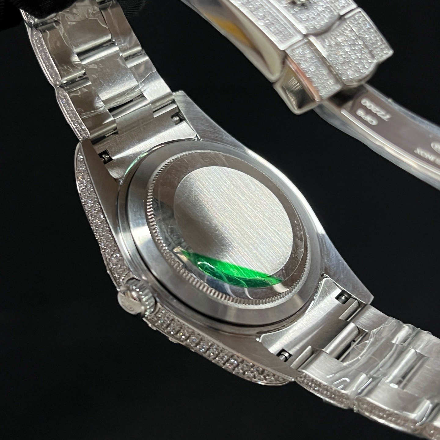 Rolex Datejust Style Automatic Watch, Diamond Dial Baguette Index White Gold Case Metal Bracelet