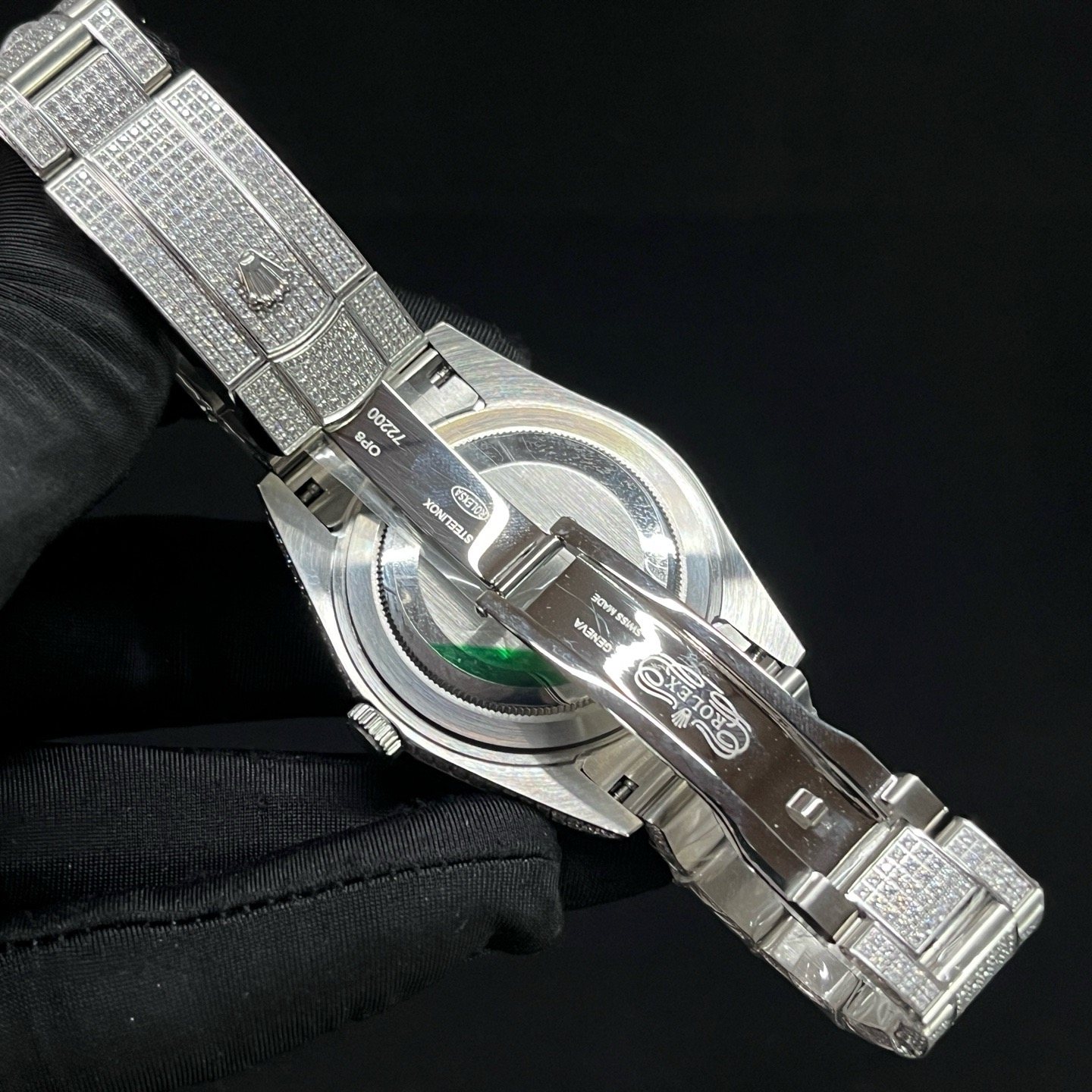 Rolex Datejust Style Automatic Watch, Diamond Dial Baguette Index White Gold Case Metal Bracelet