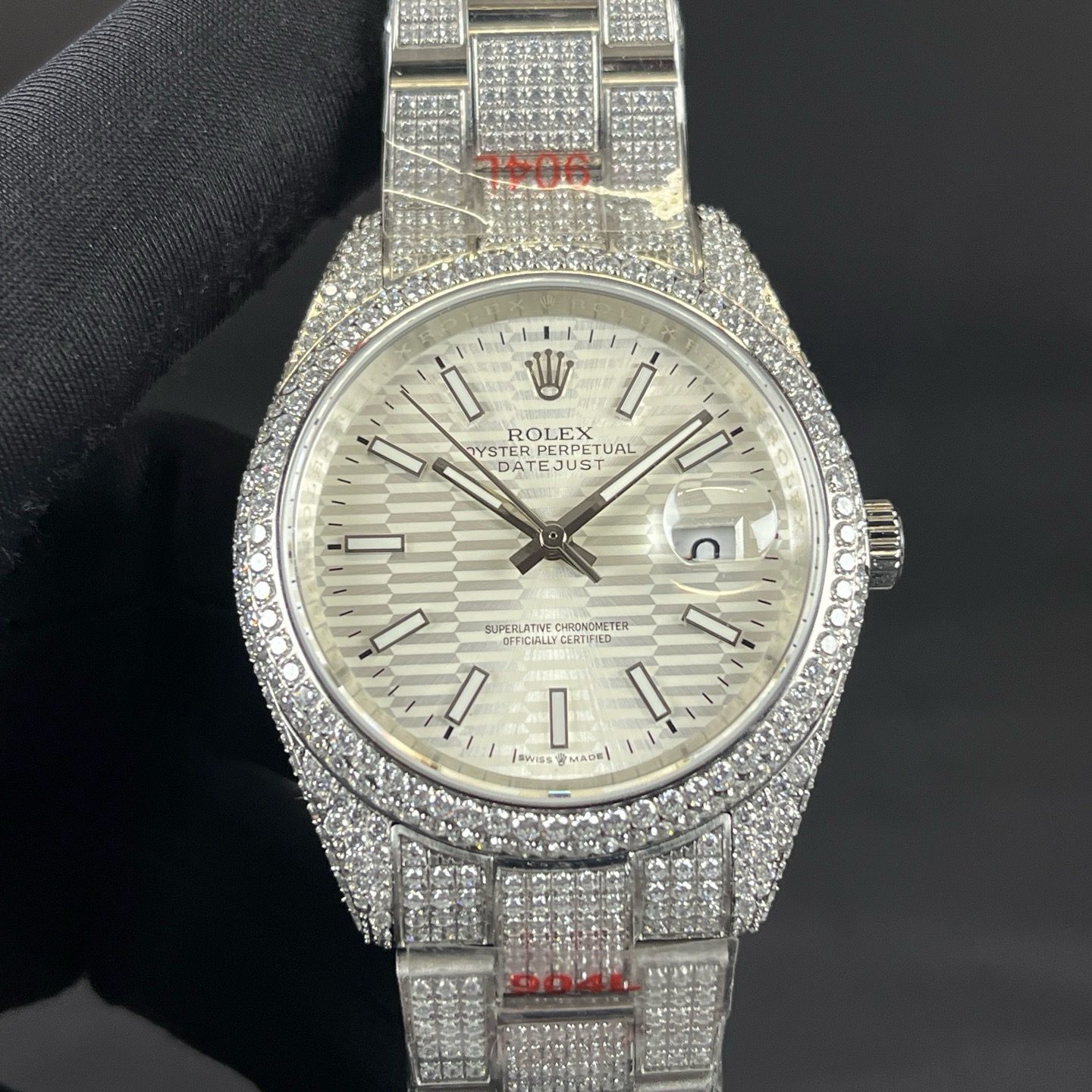 Rolex Datejust Style Automatic Watch, White Dial Date Stainless Steel Case Metal Bracelet 100m WR